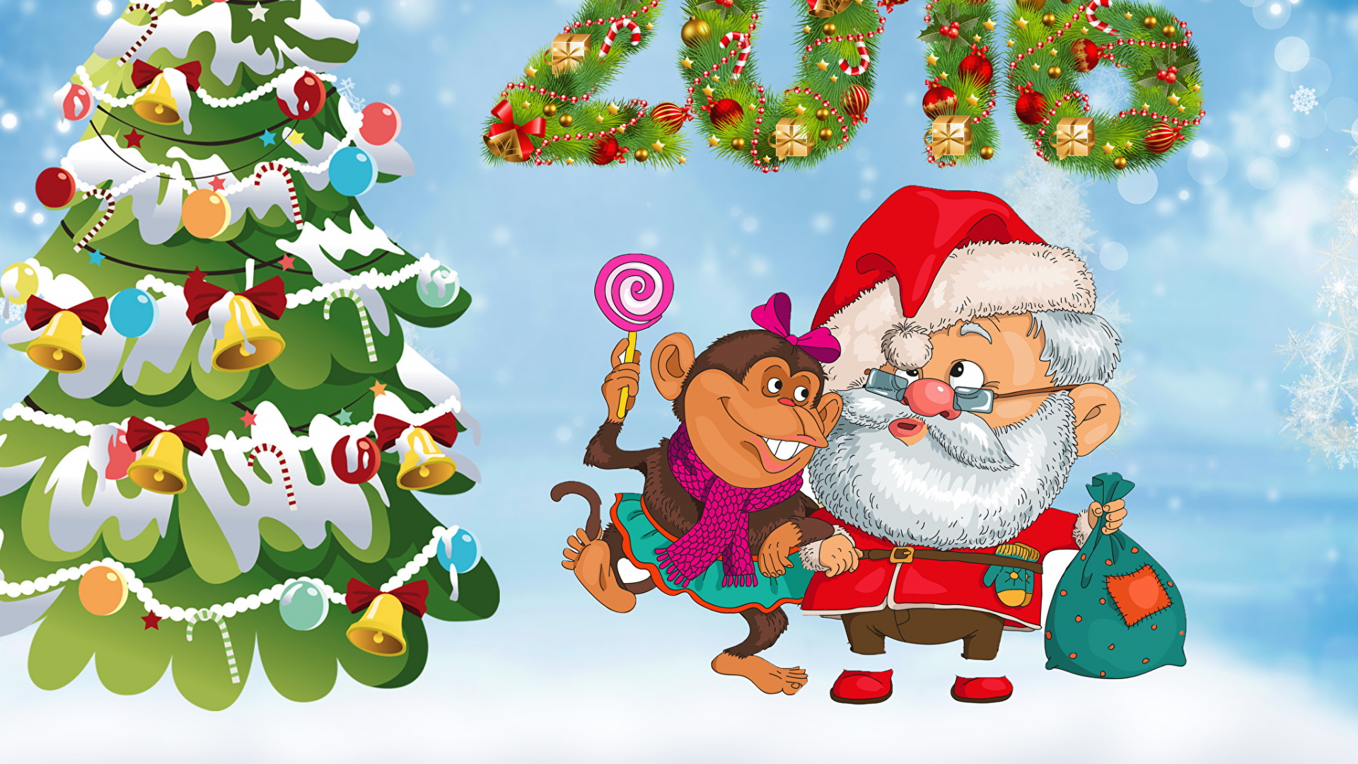 Le Jour De Noël, Arbre de Noël, Santa Claus, Nouvelle Année, Ornement de Noël. Wallpaper in 1920x1080 Resolution