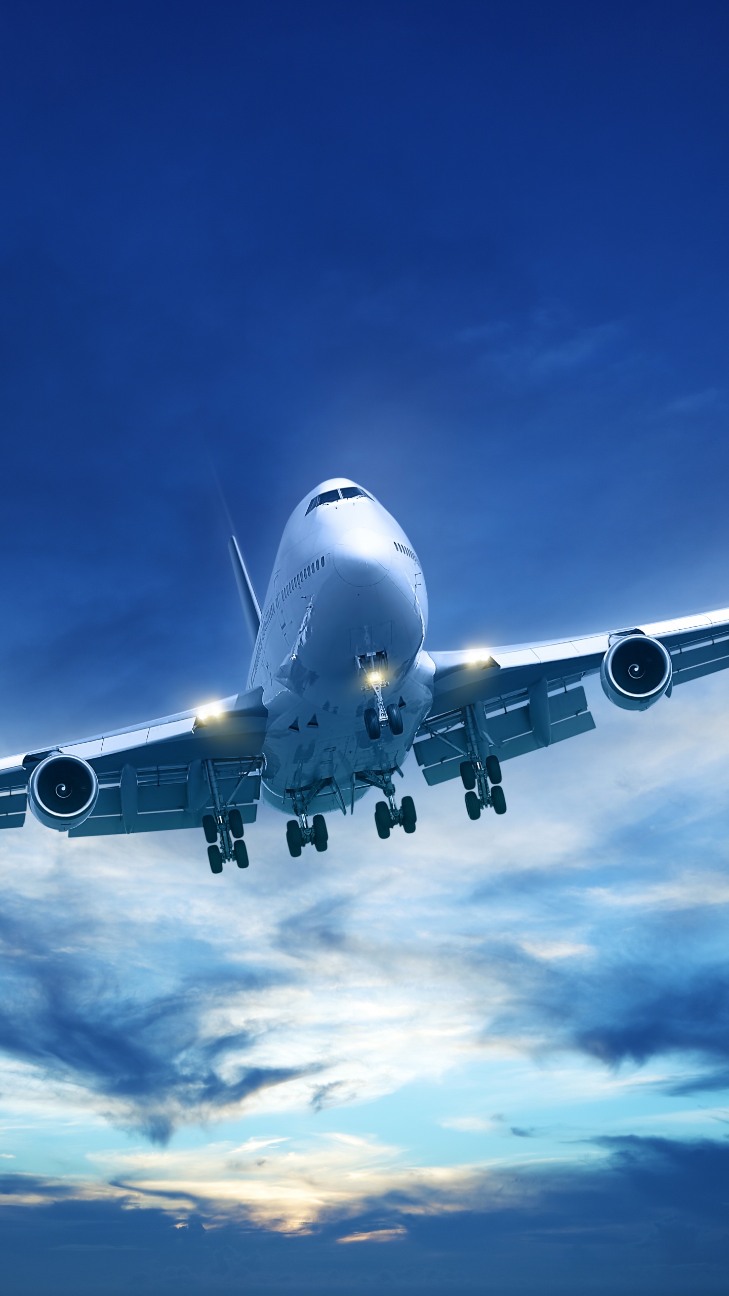 White and Blue Airplane Under Blue Sky During Daytime. Wallpaper in 1440x2560 Resolution