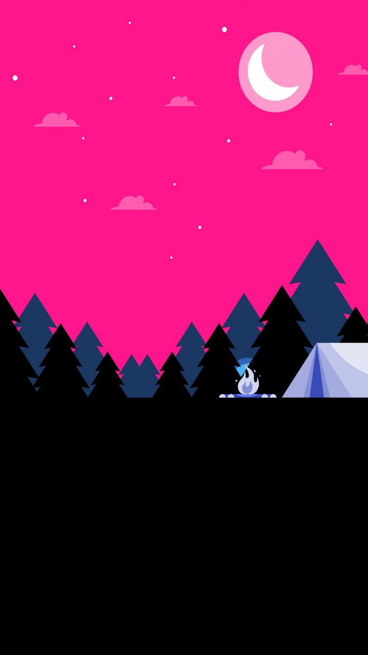 Grafik-design, Mond, Natur, Purpur, Veilchen. Wallpaper in 750x1334 Resolution