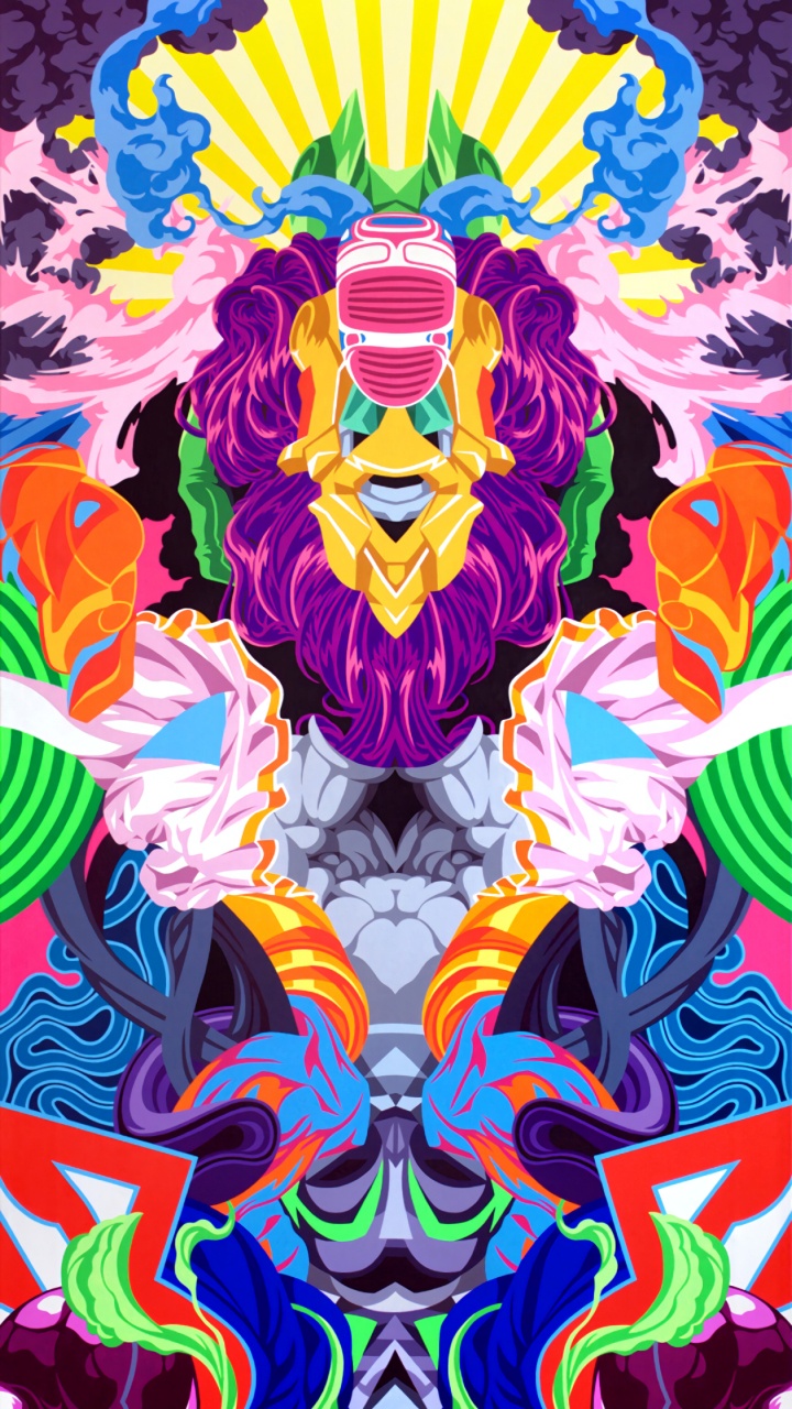 Pintura Abstracta Rosa Azul y Verde. Wallpaper in 720x1280 Resolution