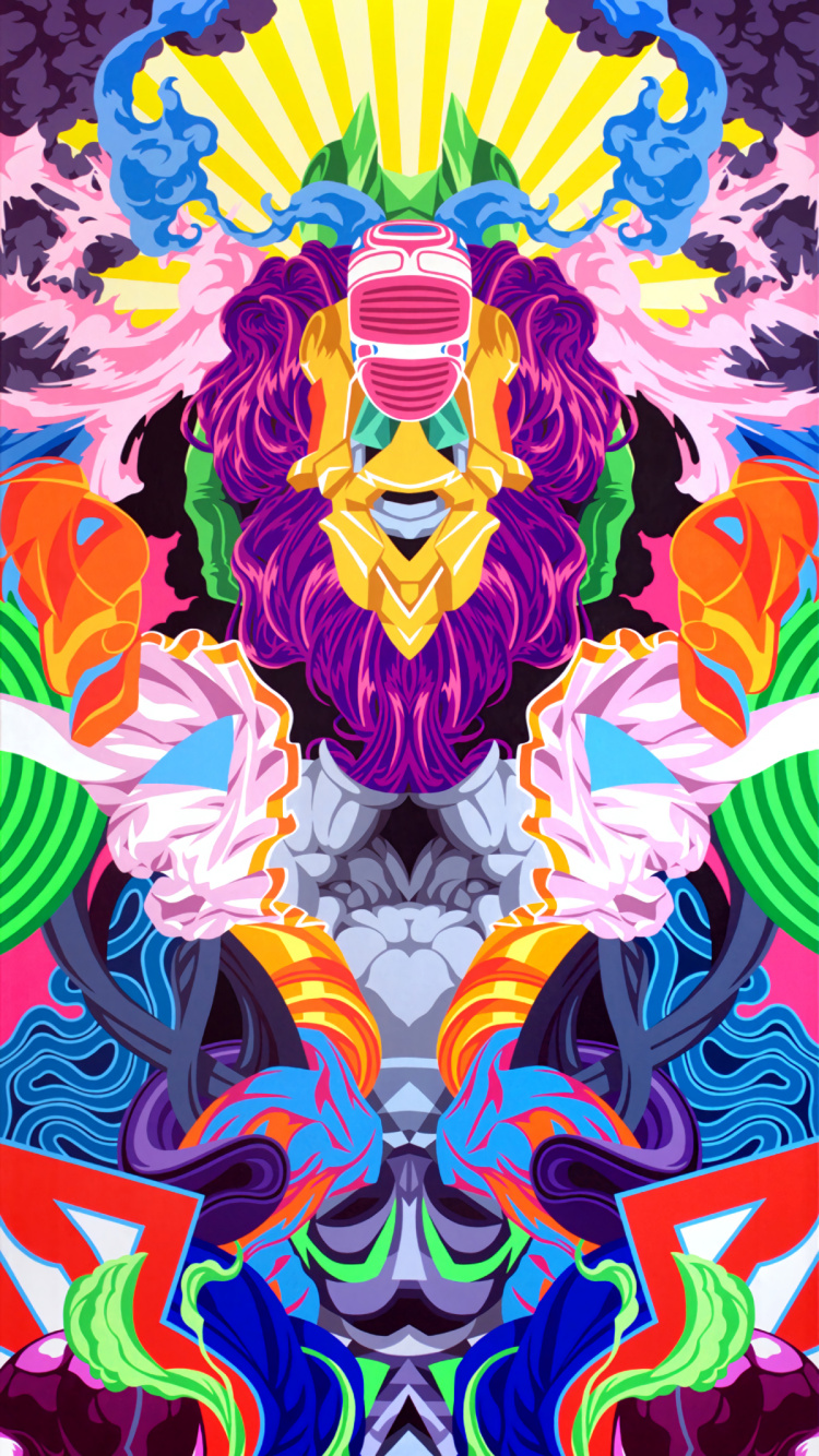 Pintura Abstracta Rosa Azul y Verde. Wallpaper in 750x1334 Resolution