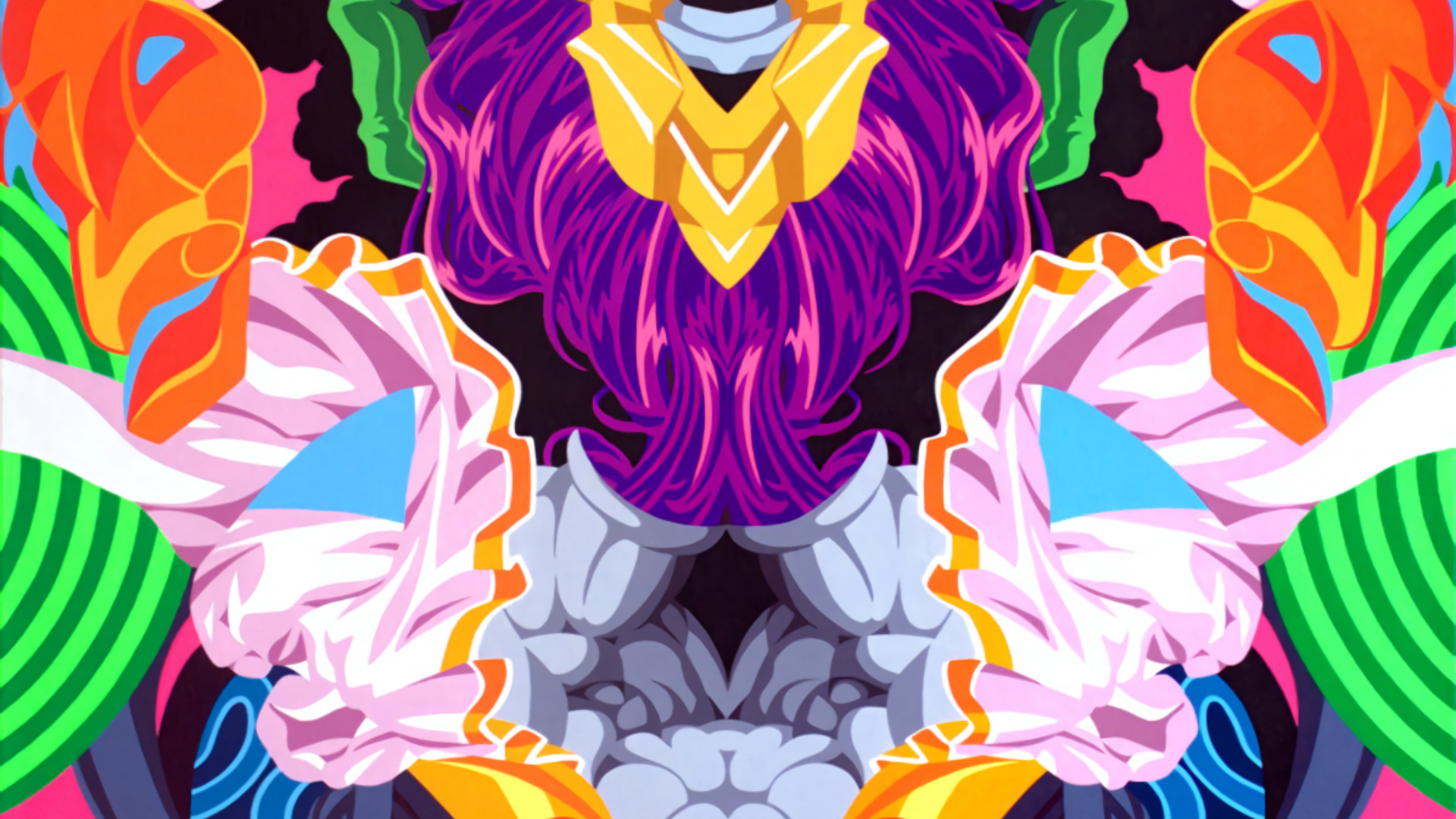 Peinture Abstraite Rose Bleu et Vert. Wallpaper in 1920x1080 Resolution