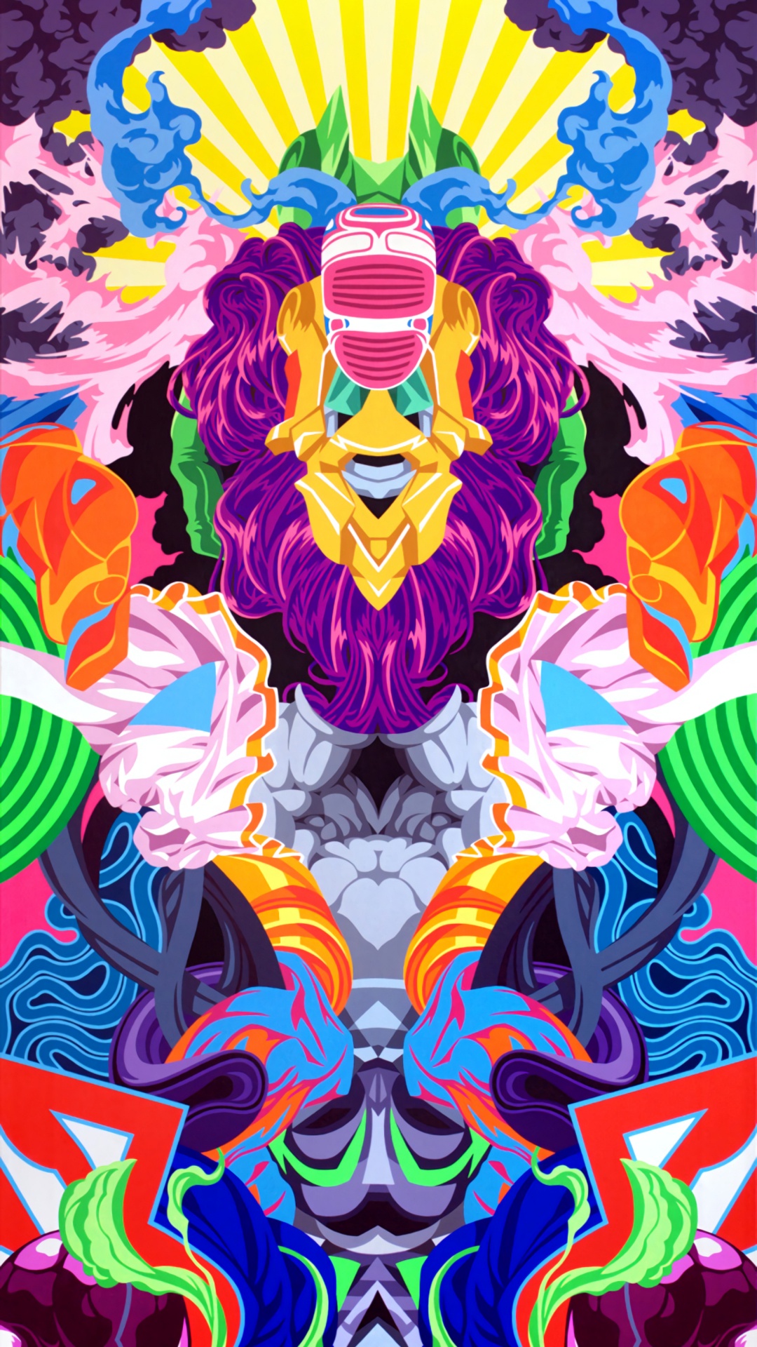 Pink Blue and Green Abstract Painting. Wallpaper in 1080x1920 Resolution