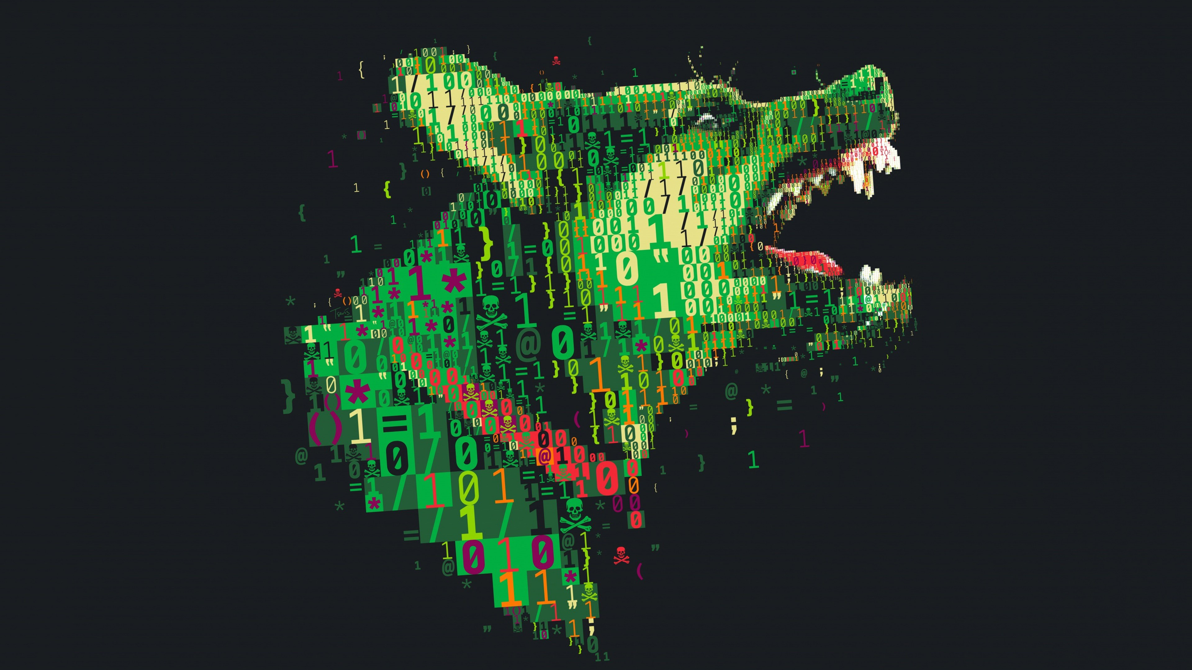 Gr, Illustration, Hacker, Sicherheit Hacker, Tyrannosaurus. Wallpaper in 3840x2160 Resolution