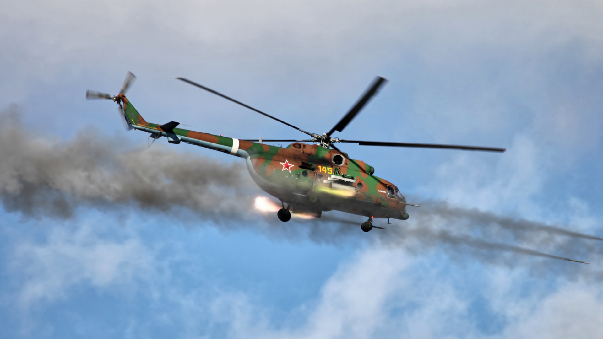 Green and Yellow Helicopter Flying in The Sky. Wallpaper in 1920x1080 Resolution