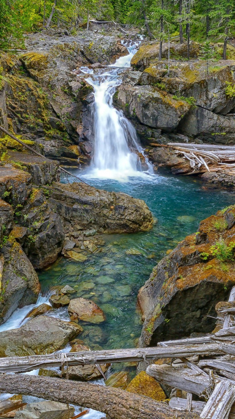 Water Falls on Rocky River. Wallpaper in 750x1334 Resolution