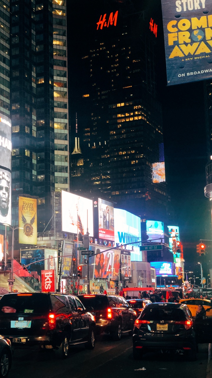 Times Square, King, Metropolis, City, Night. Wallpaper in 720x1280 Resolution