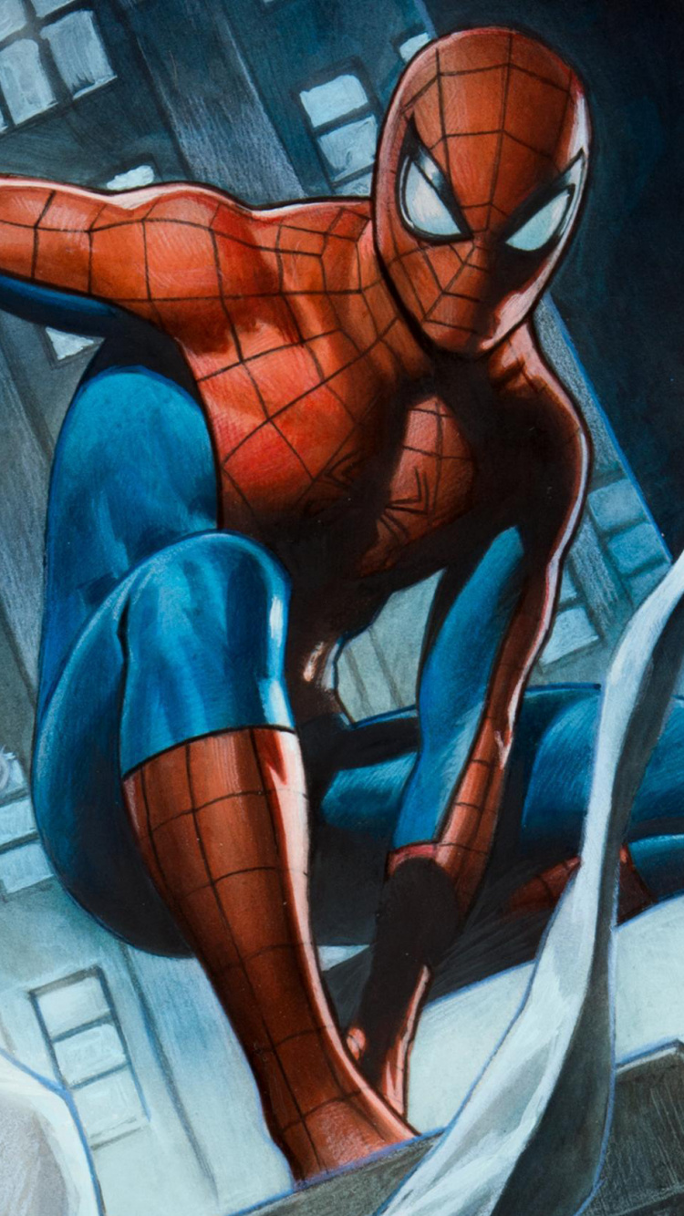 Art, Superhero, Fiction, Personnage de Fiction, Spider-Man Dans le Spider-Verse. Wallpaper in 750x1334 Resolution