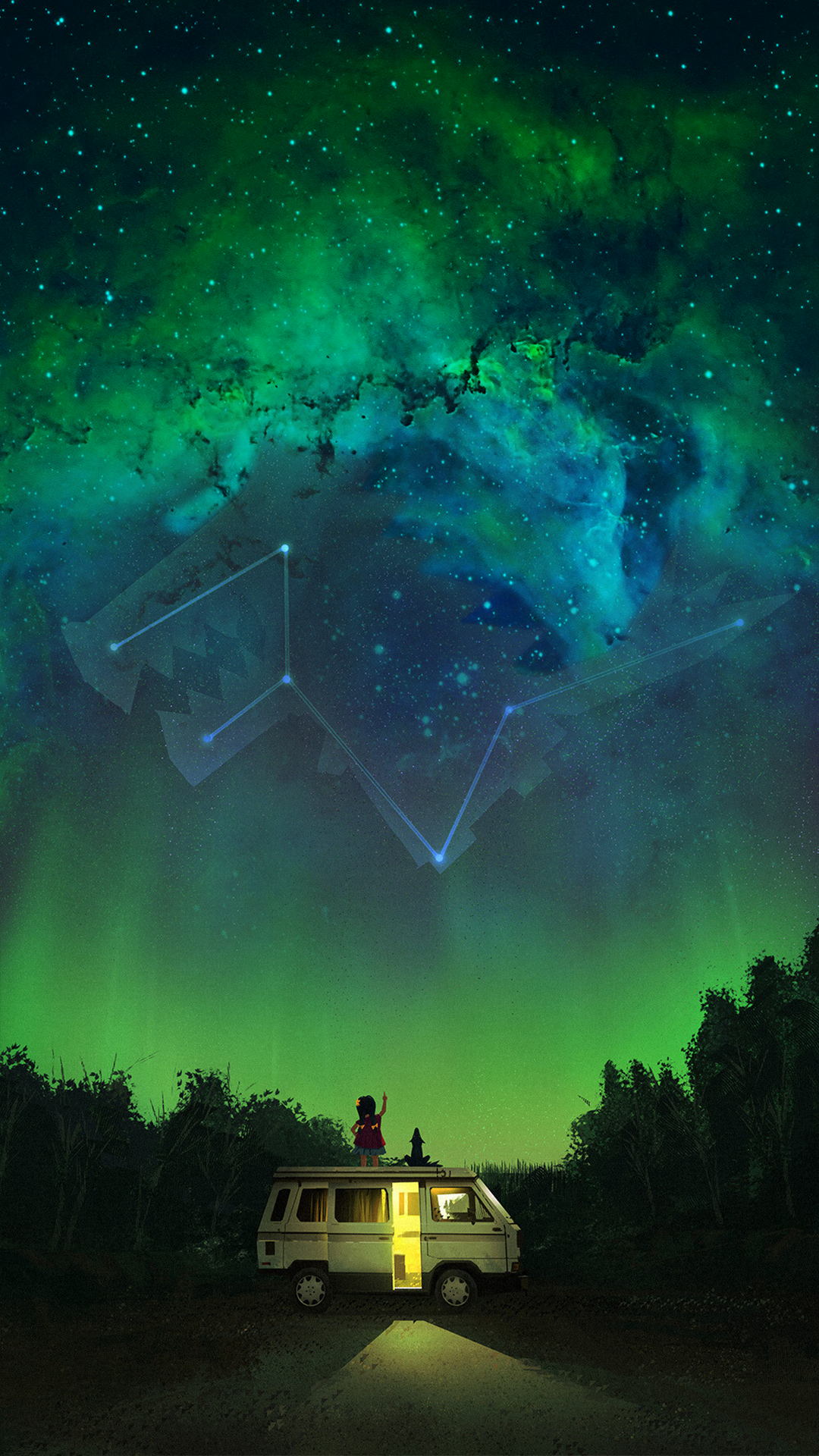 Papier Ondulé Cool, Green, Aurora, Van, Objet Astronomique. Wallpaper in 1080x1920 Resolution
