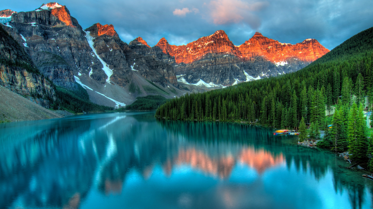 Moraine Lake, Lake Louise, Banff, Tal Der Zehn Gipfel, Mount Temple. Wallpaper in 1280x720 Resolution