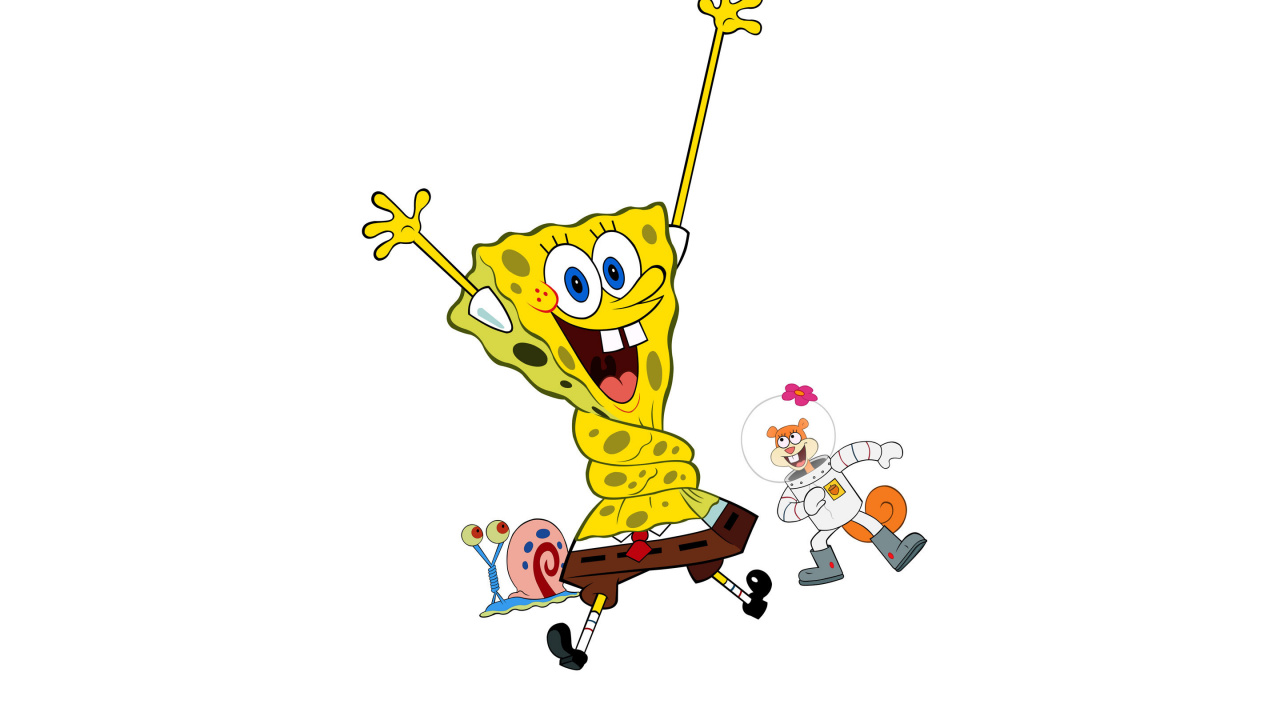 Spongebob Squarepants Holding Stick Illustration. Wallpaper in 1280x720 Resolution