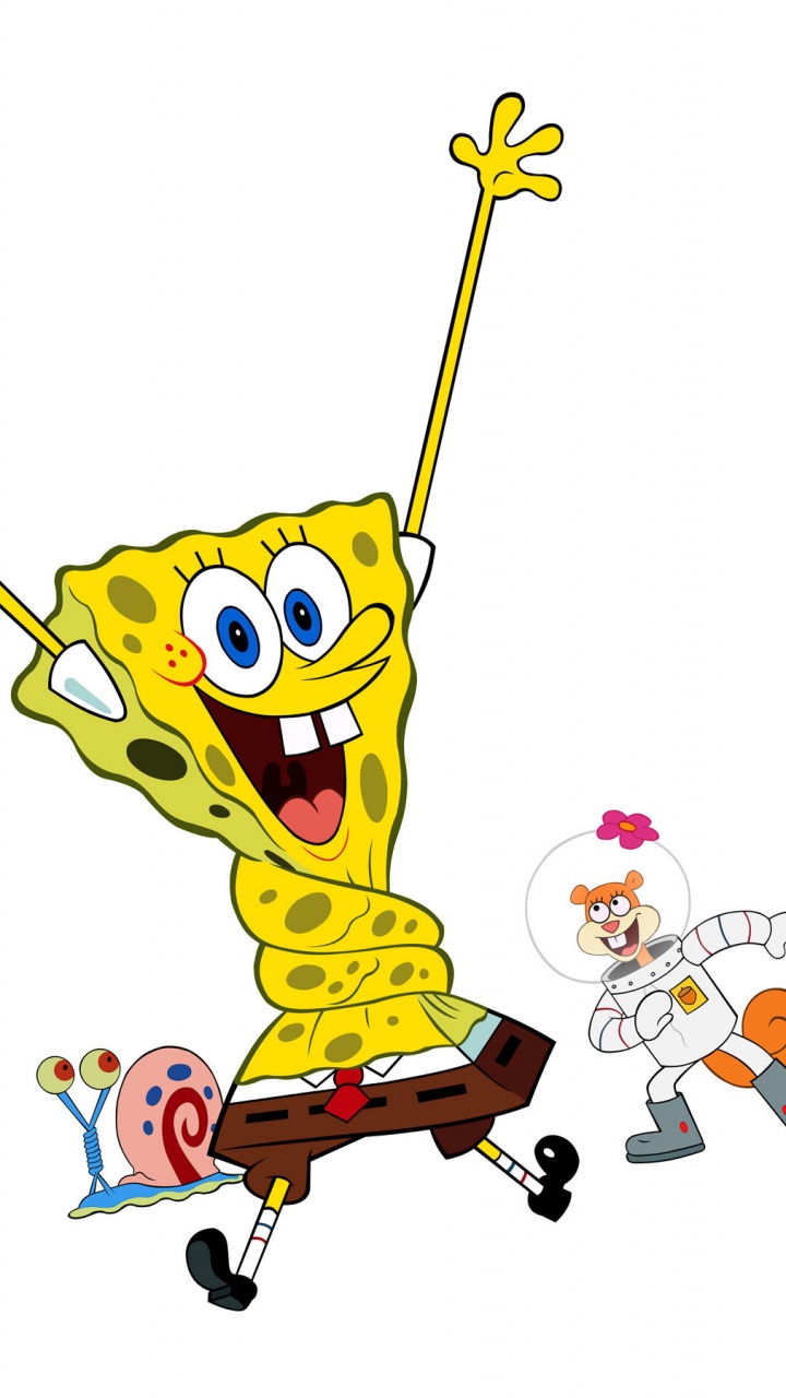 Spongebob Squarepants Holding Stick Illustration. Wallpaper in 720x1280 Resolution