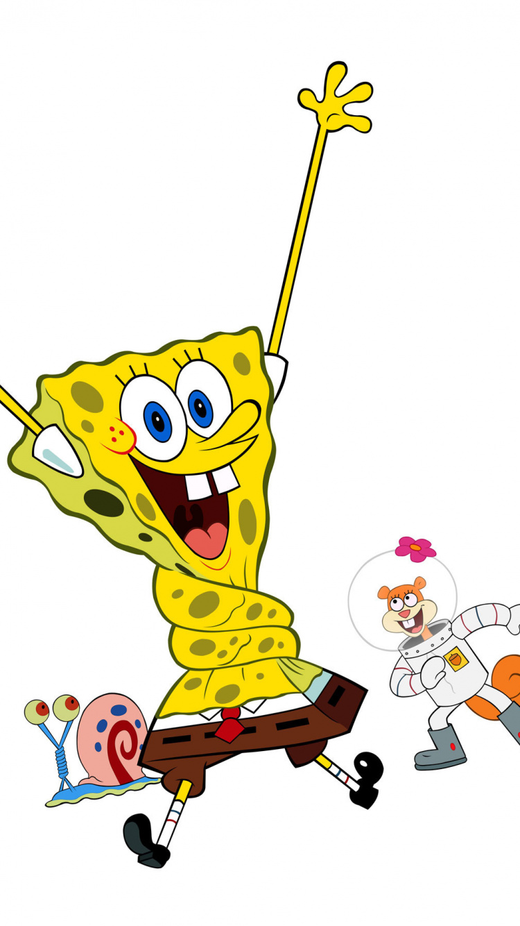 Spongebob Schwammkopf Mit Stockillustration. Wallpaper in 750x1334 Resolution