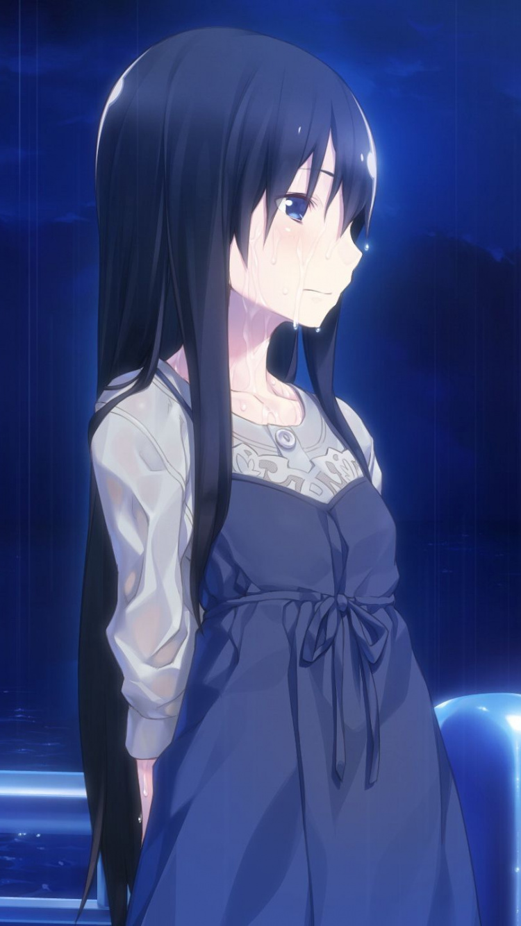 Black Haired Woman Anime Character. Wallpaper in 750x1334 Resolution