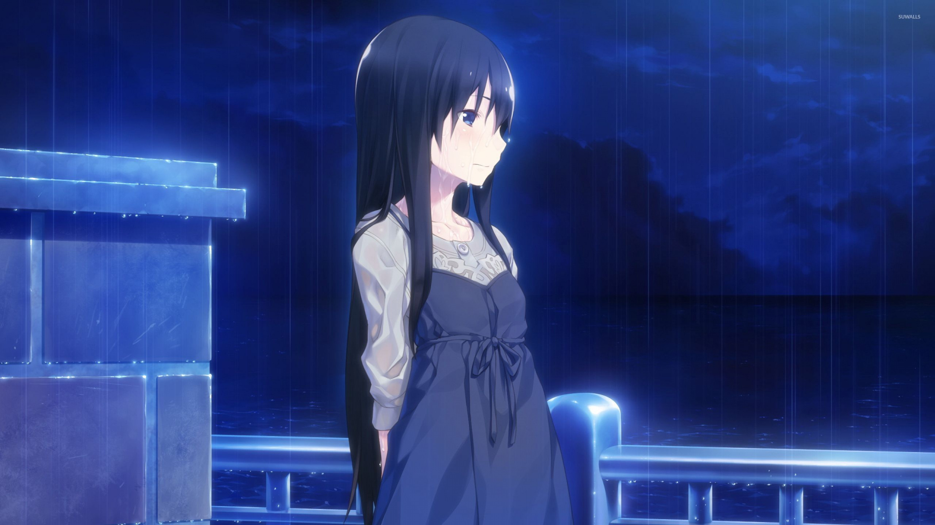 Schwarzhaarige Frau Anime-Figur. Wallpaper in 1920x1080 Resolution