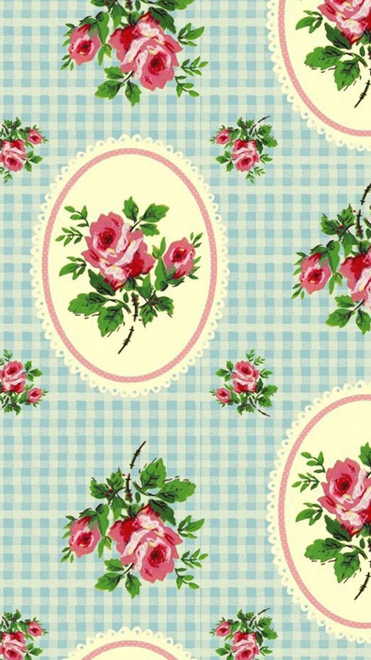 Green and White Floral Textile. Wallpaper in 750x1334 Resolution