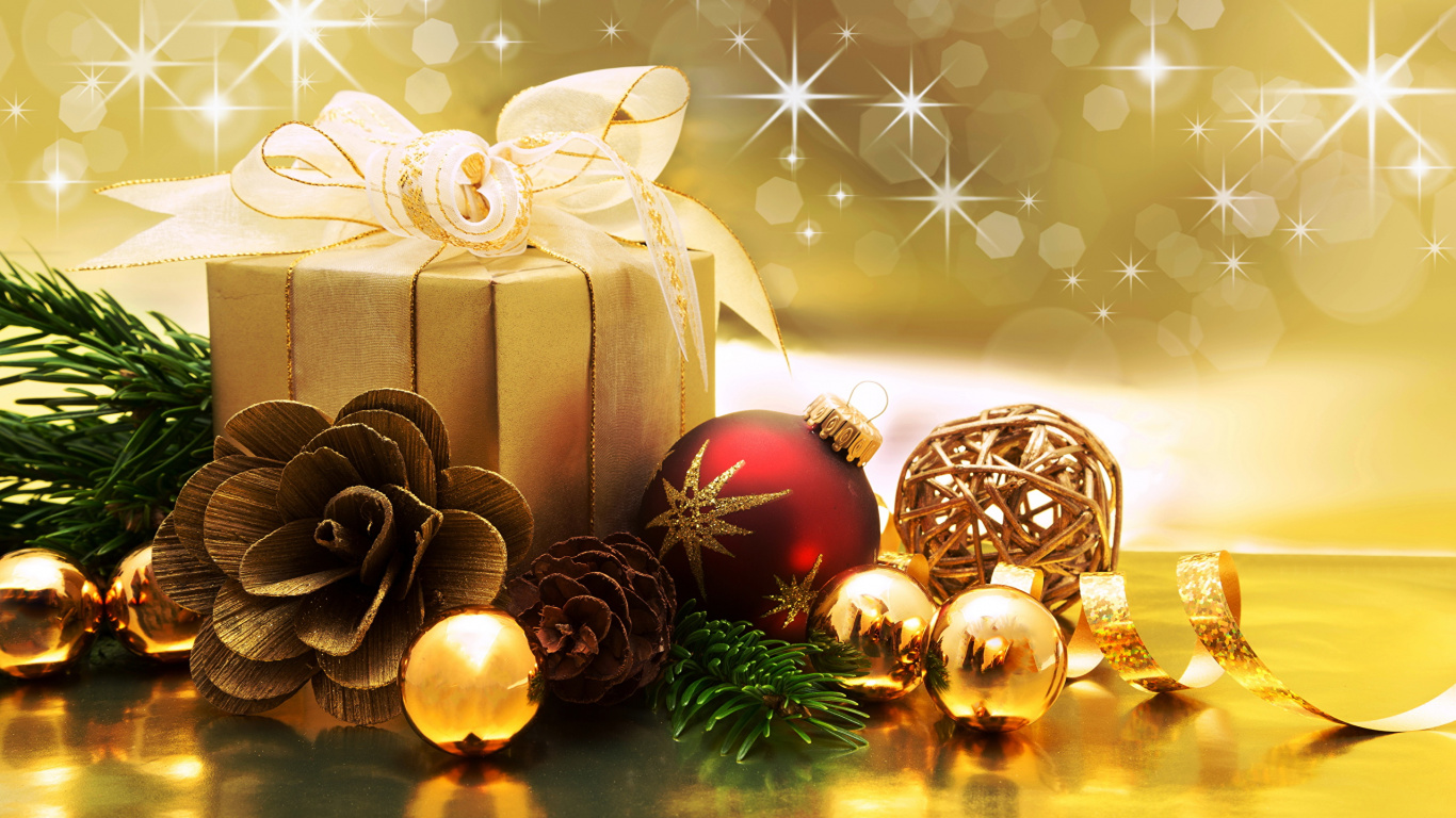 Weihnachten, Weihnachtsdekoration, Christmas Ornament, Stilleben, Partei. Wallpaper in 1366x768 Resolution