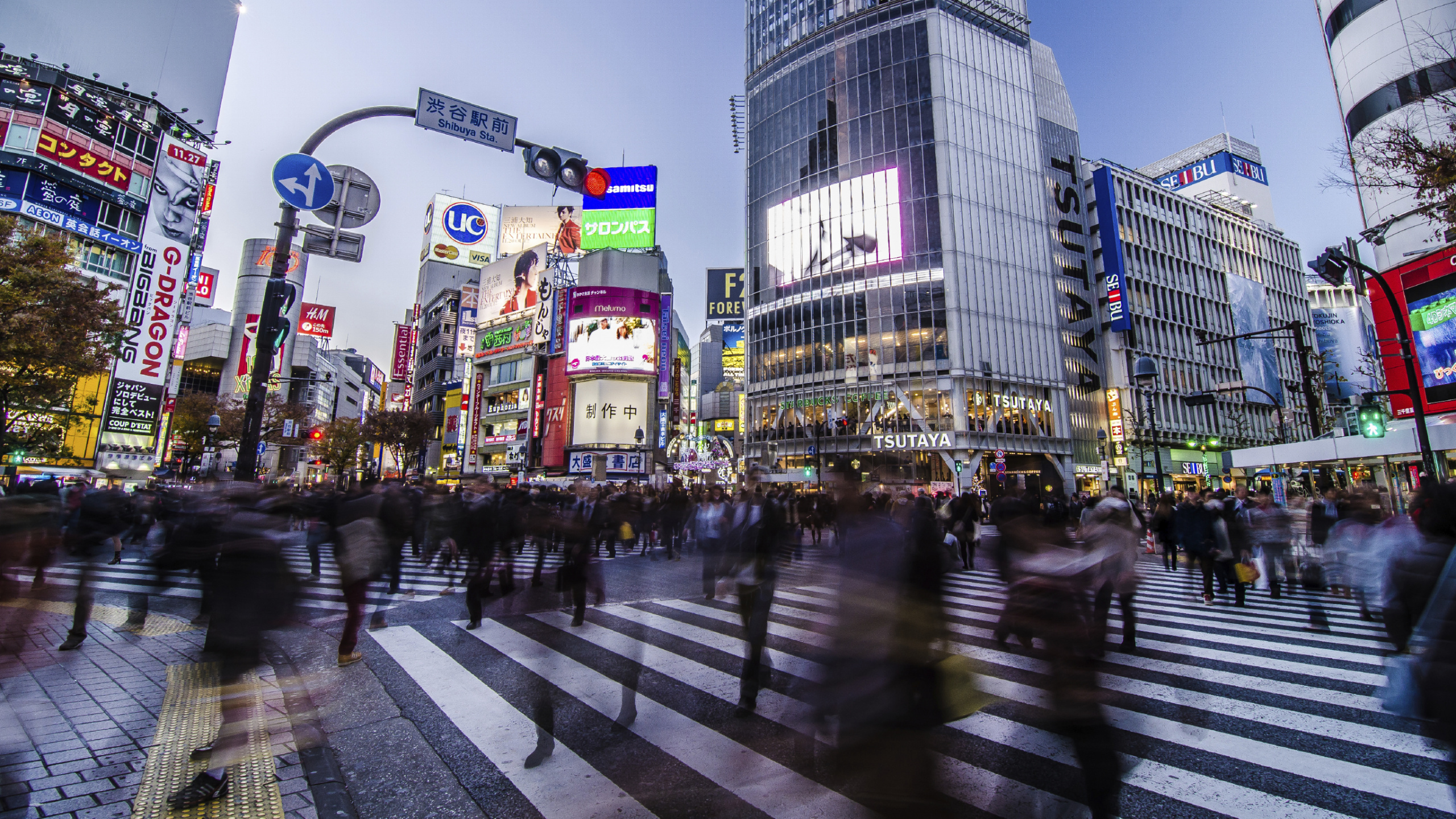 Personnes Marchant Sur Une Voie Piétonne Près Des Immeubles de Grande Hauteur Pendant la Journée. Wallpaper in 2560x1440 Resolution