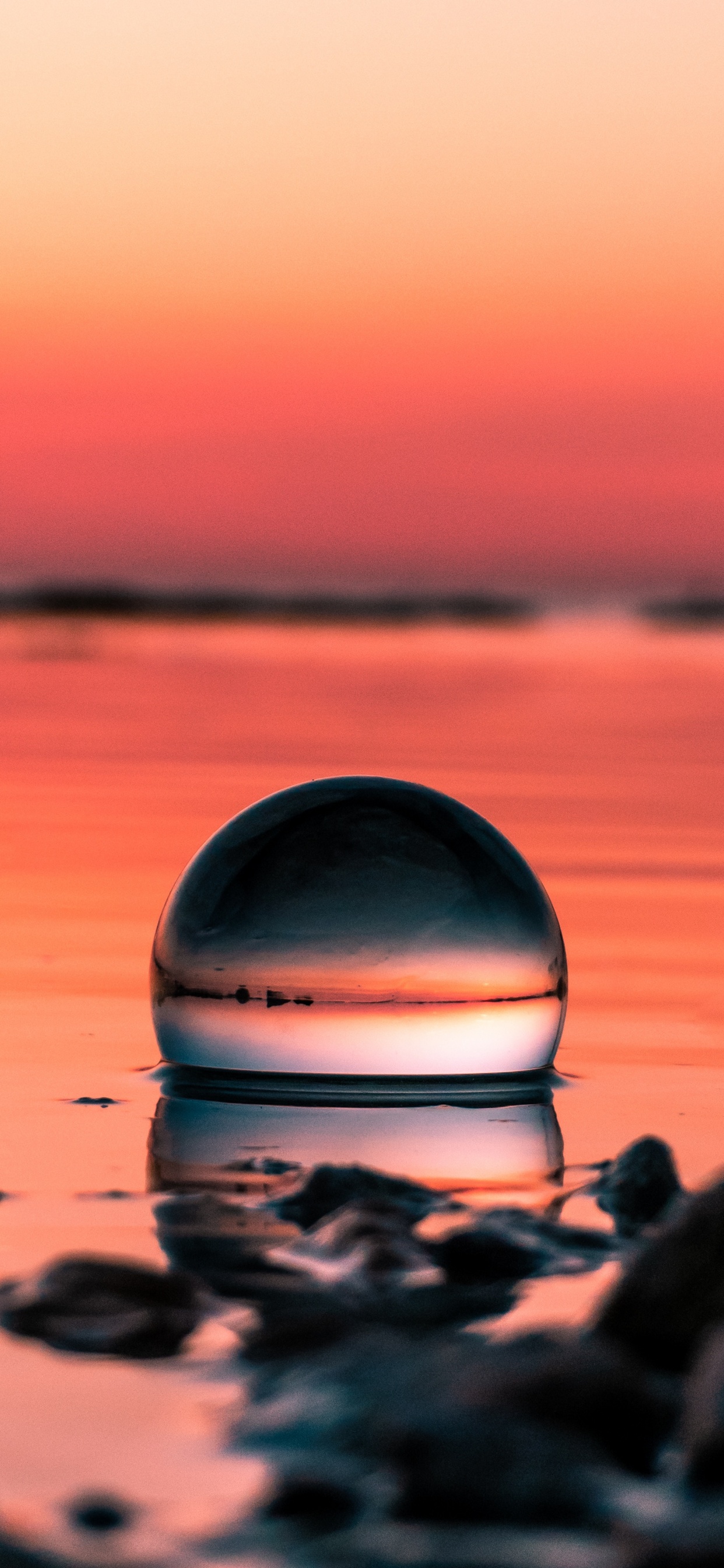 Wasser, Sonnenuntergang, Horizont, Reflexion, Ruhe. Wallpaper in 1242x2688 Resolution