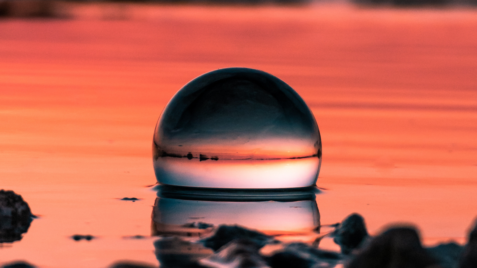 Wasser, Sonnenuntergang, Horizont, Reflexion, Ruhe. Wallpaper in 1920x1080 Resolution