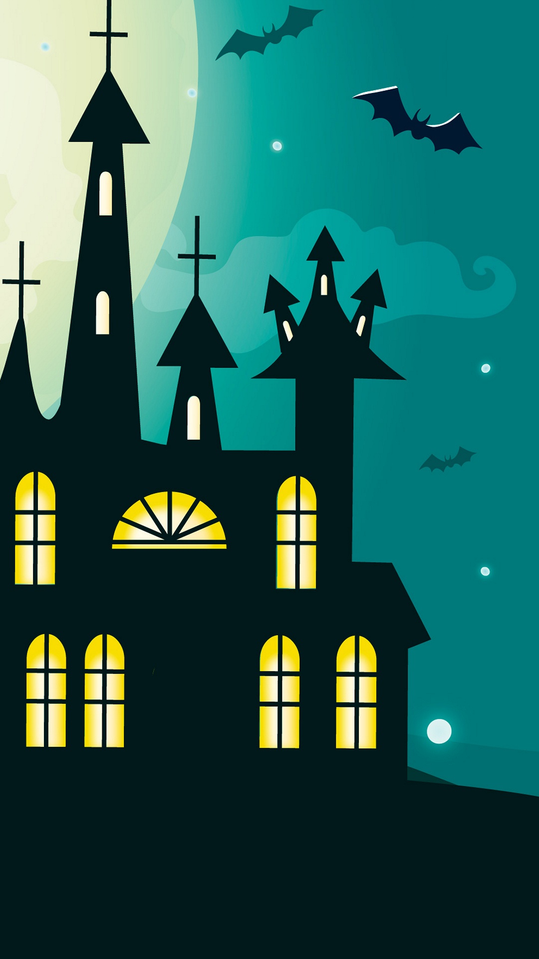 Silhouette, Illustration, Graphique, Maison Hantée, Graphiques Vectoriels. Wallpaper in 1080x1920 Resolution