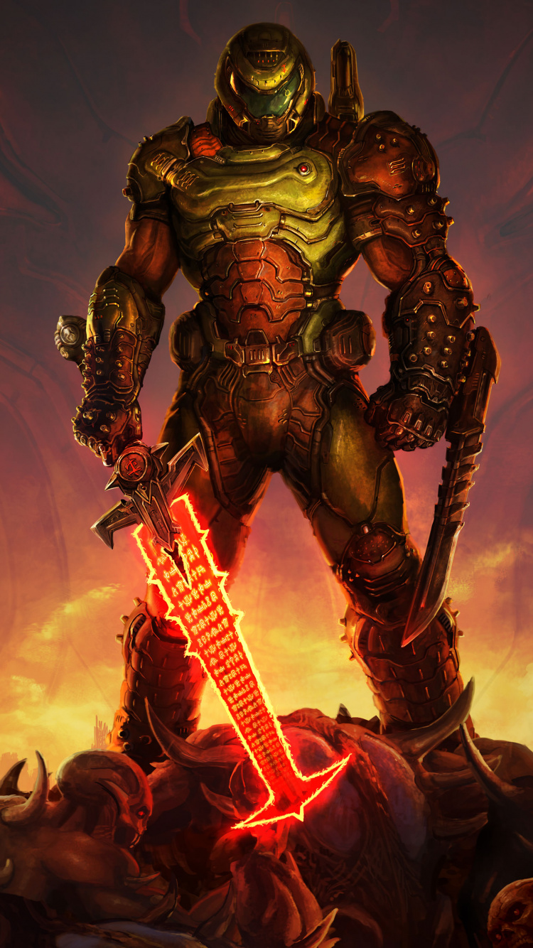 Doom Eternal, Doom, Bethesda Softworks, Playstation 4, Cartoon. Wallpaper in 750x1334 Resolution