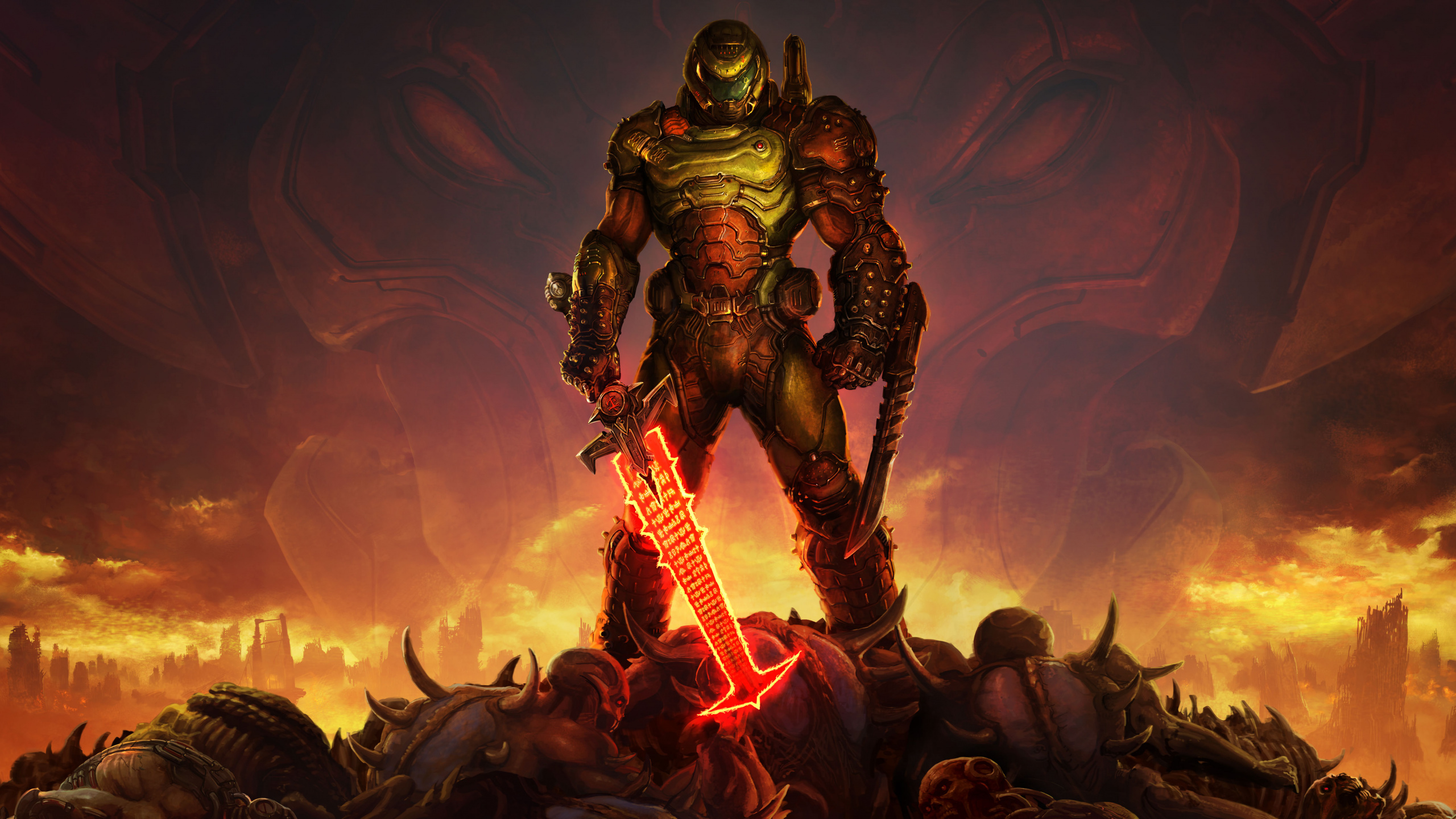 Doom Éternel, Doom, Bethesda Softworks, Playstation 4, Cartoon. Wallpaper in 2560x1440 Resolution