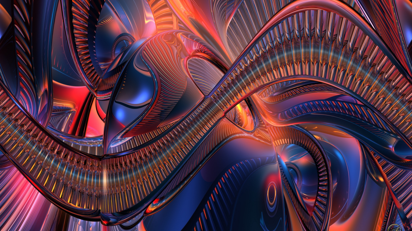 Blue and Brown Spiral Illustration. Wallpaper in 1366x768 Resolution