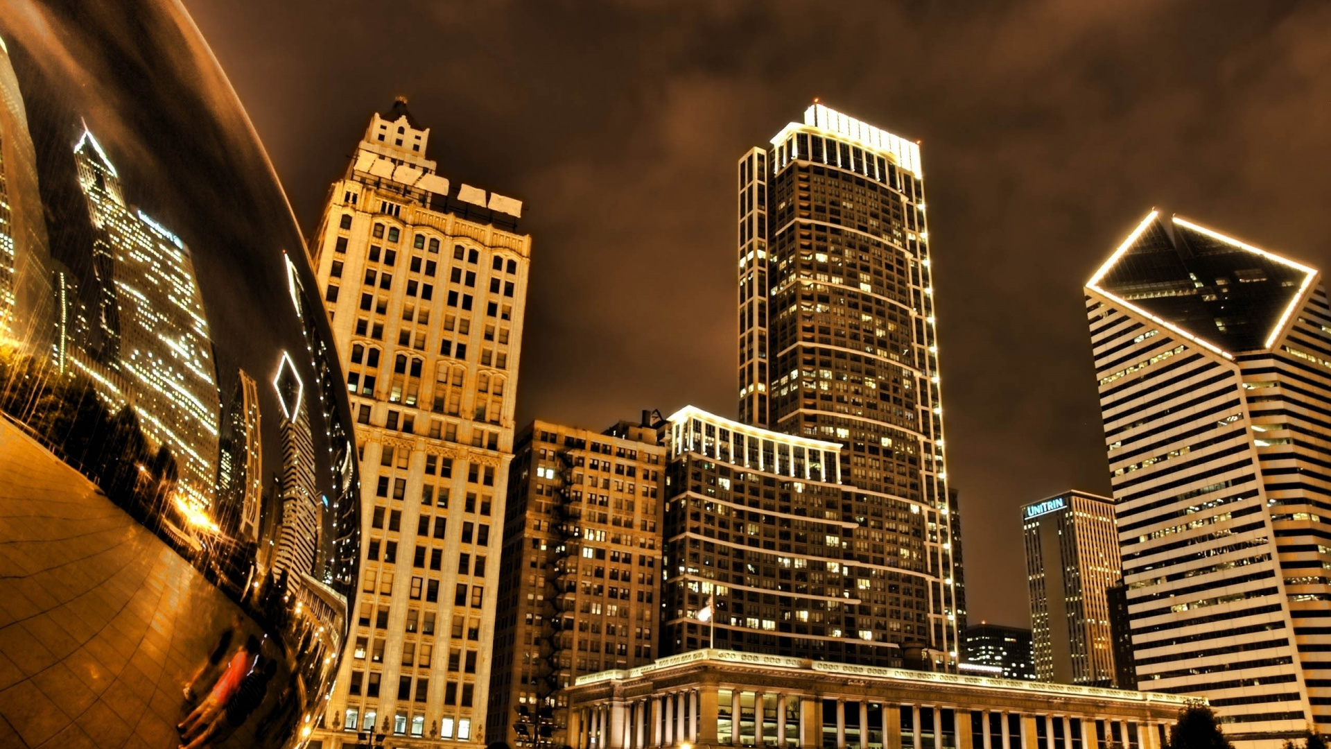 Edificios de Gran Altura Durante la Noche. Wallpaper in 1920x1080 Resolution