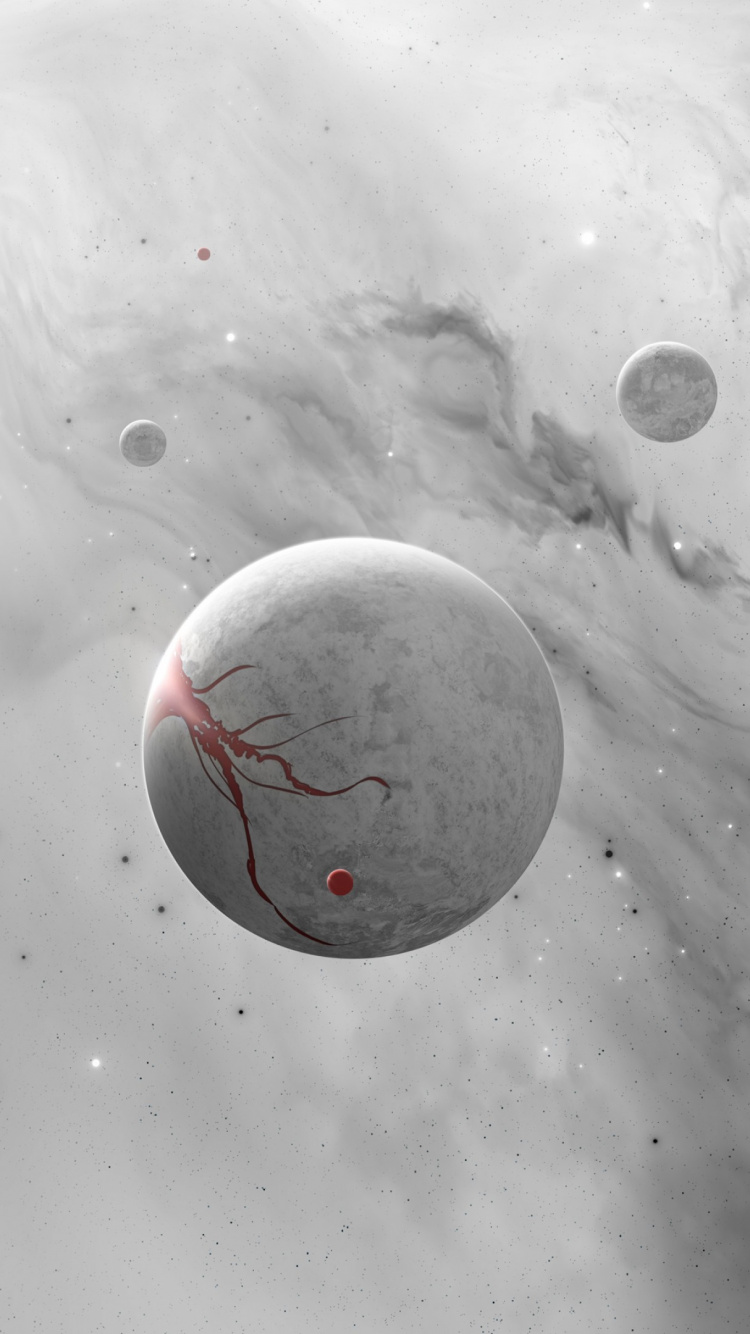 Ilustración de Luna Blanca y Roja. Wallpaper in 750x1334 Resolution