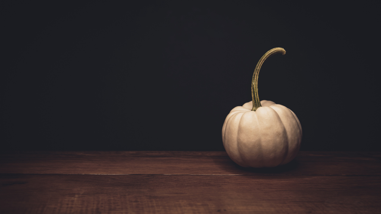 Pumpkin on Brown Wooden Table. Wallpaper in 1280x720 Resolution
