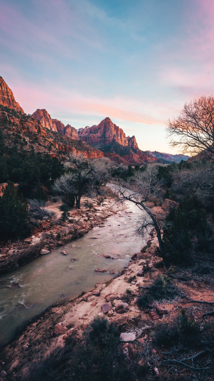 le Parc National de Zion, Eau, Les Ressources en Eau, Paysage Naturel, Highland. Wallpaper in 750x1334 Resolution