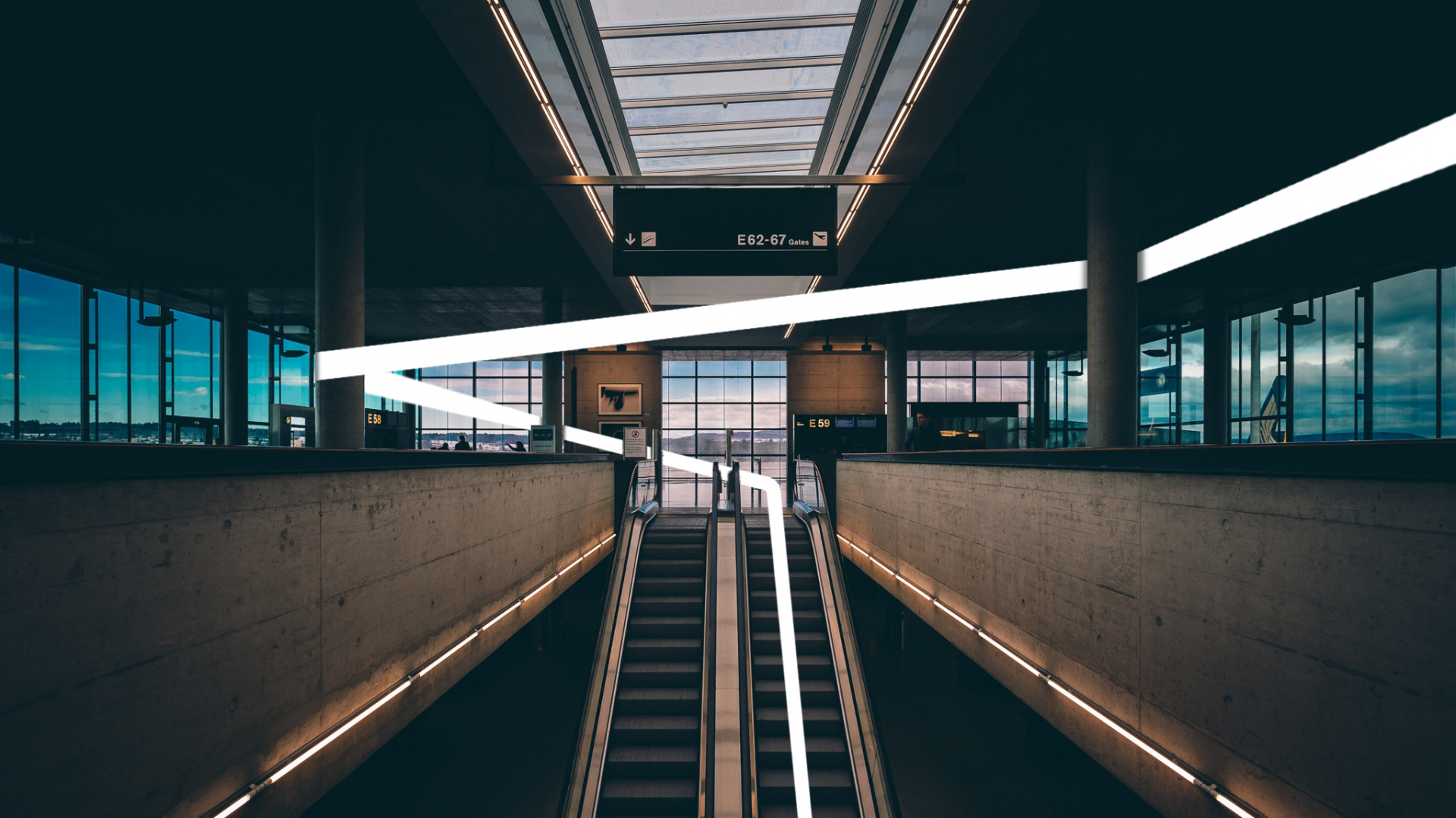 Gray and Black Escalator Inside Building. Wallpaper in 1920x1080 Resolution
