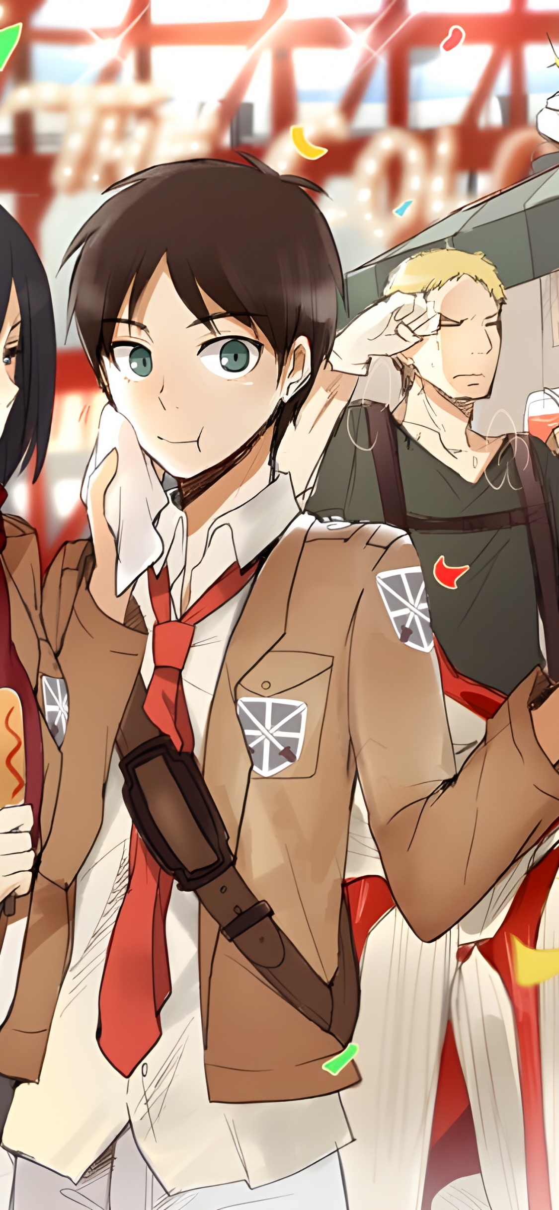 Eren Yeager, Mikasa Ackerman, Annie Leonhart, Jean Kirstein, Armin Arlert. Wallpaper in 1125x2436 Resolution