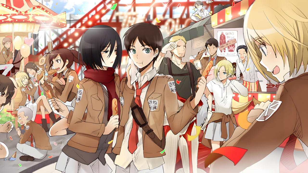 Eren Yeager, Mikasa Ackerman, Annie Leonhart, Jean Kirstein, Armin Arlert. Wallpaper in 1280x720 Resolution