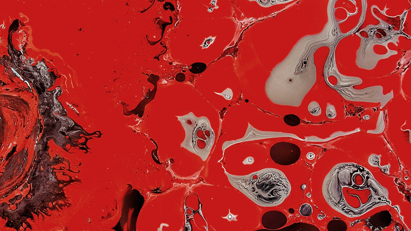 Peinture Abstraite Rouge et Blanche. Wallpaper in 1366x768 Resolution