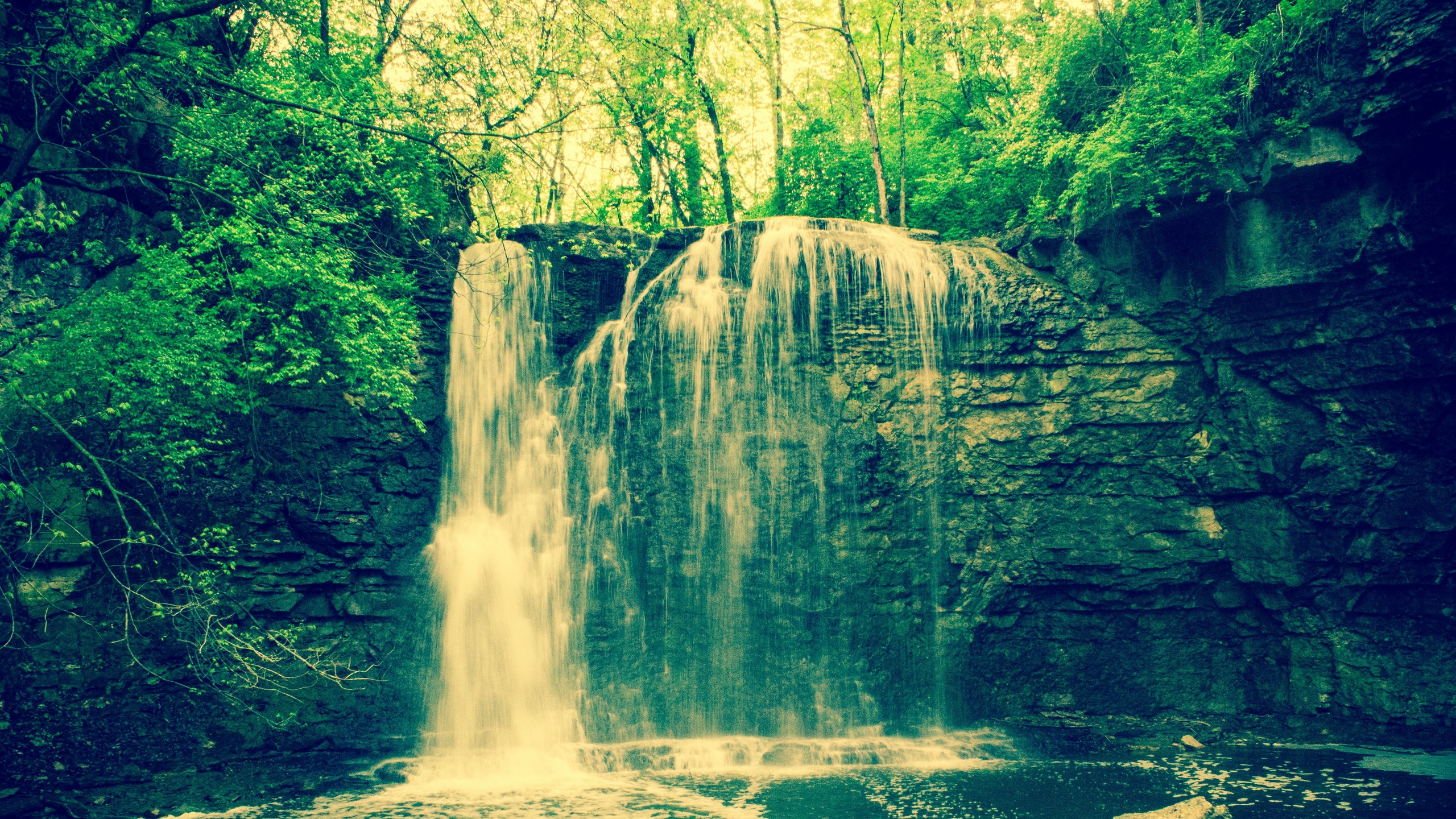 Waterfalls in Forest During Daytime. Wallpaper in 2560x1440 Resolution