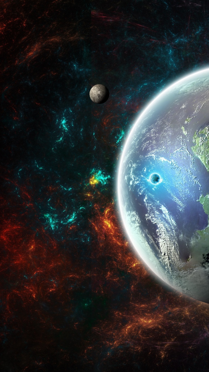 Illustration de la Lune Bleue et Blanche. Wallpaper in 720x1280 Resolution