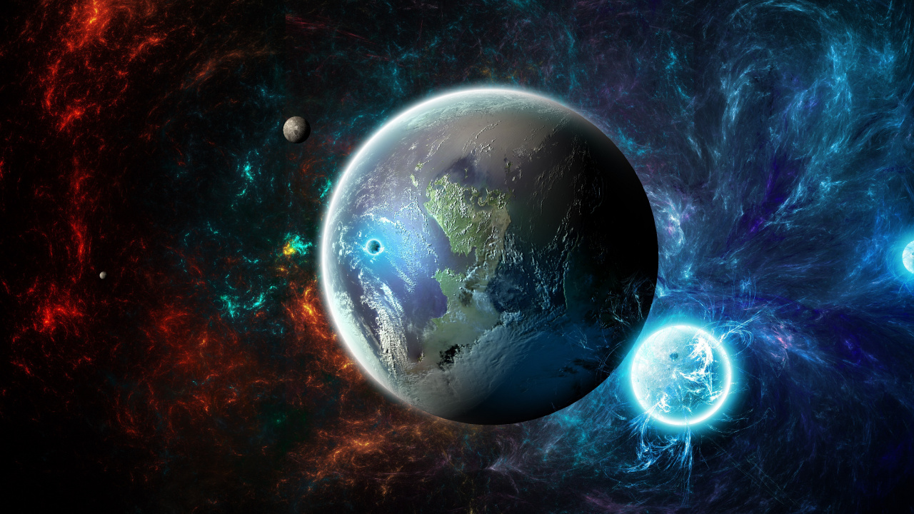 Blue and White Moon Illustration. Wallpaper in 1280x720 Resolution