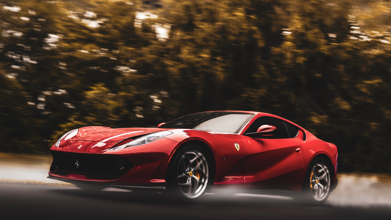 Ferrari Rouge 458 Italia Sur Route Pendant la Journée. Wallpaper in 1366x768 Resolution