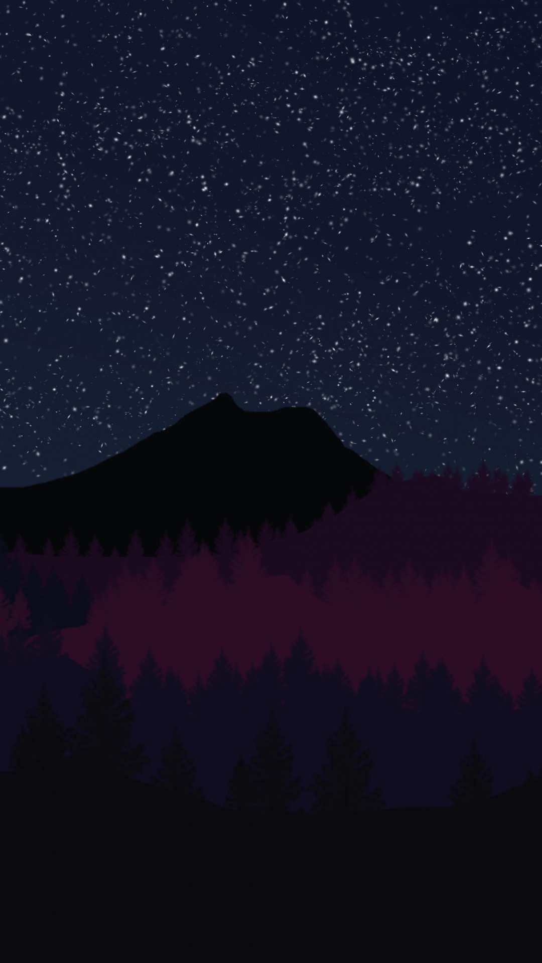 Silhouette of Trees Under Starry Night. Wallpaper in 1080x1920 Resolution