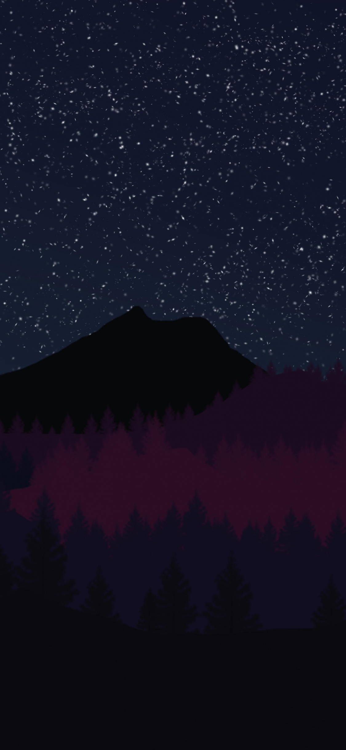 Silhouette of Trees Under Starry Night. Wallpaper in 1125x2436 Resolution