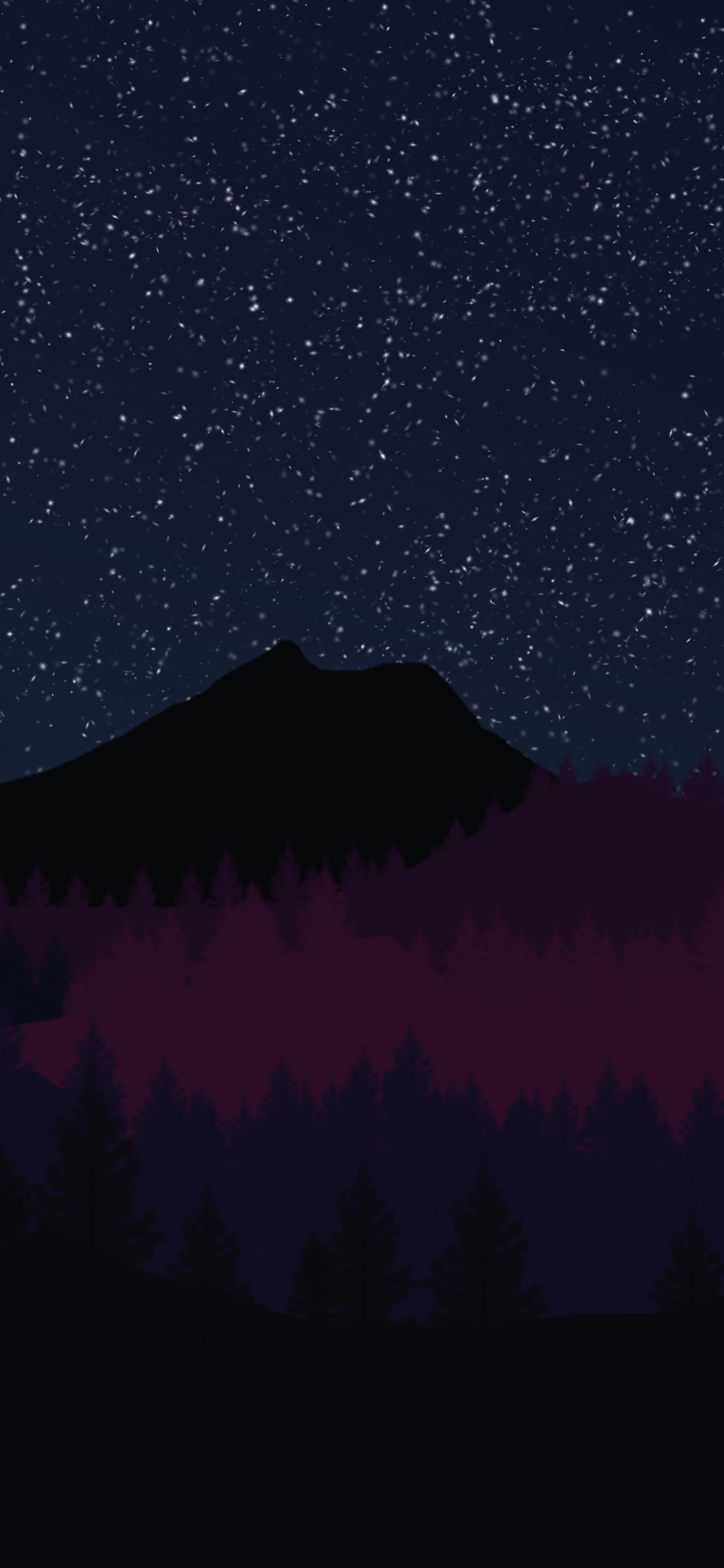 Silhouette of Trees Under Starry Night. Wallpaper in 1242x2688 Resolution