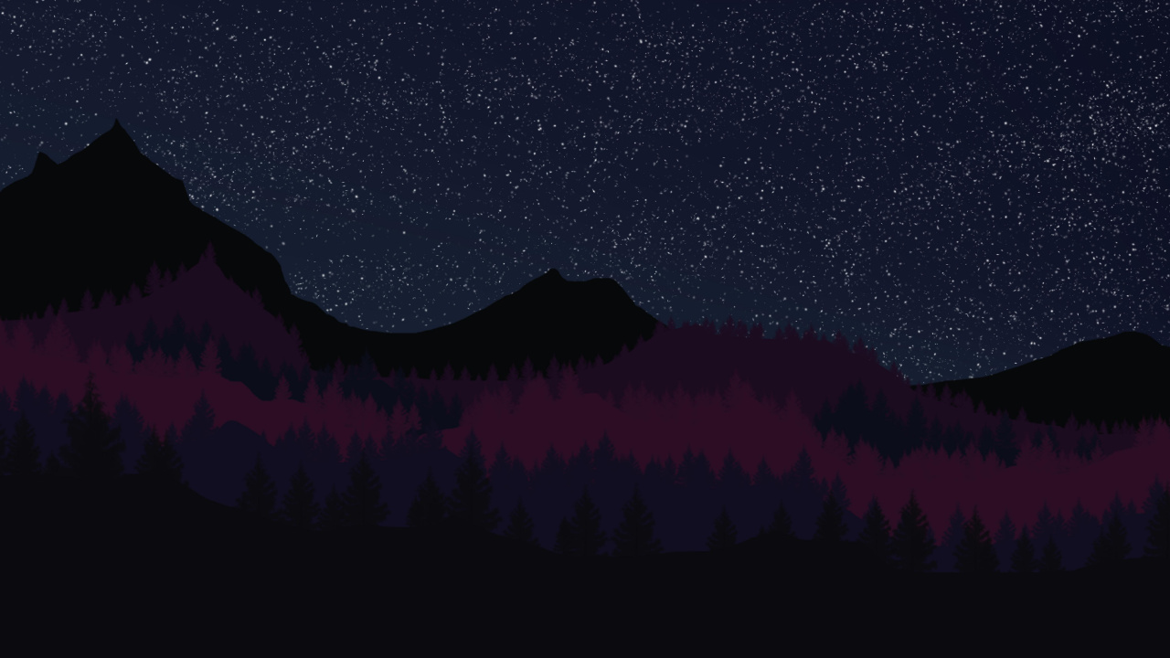 Silhouette of Trees Under Starry Night. Wallpaper in 1280x720 Resolution