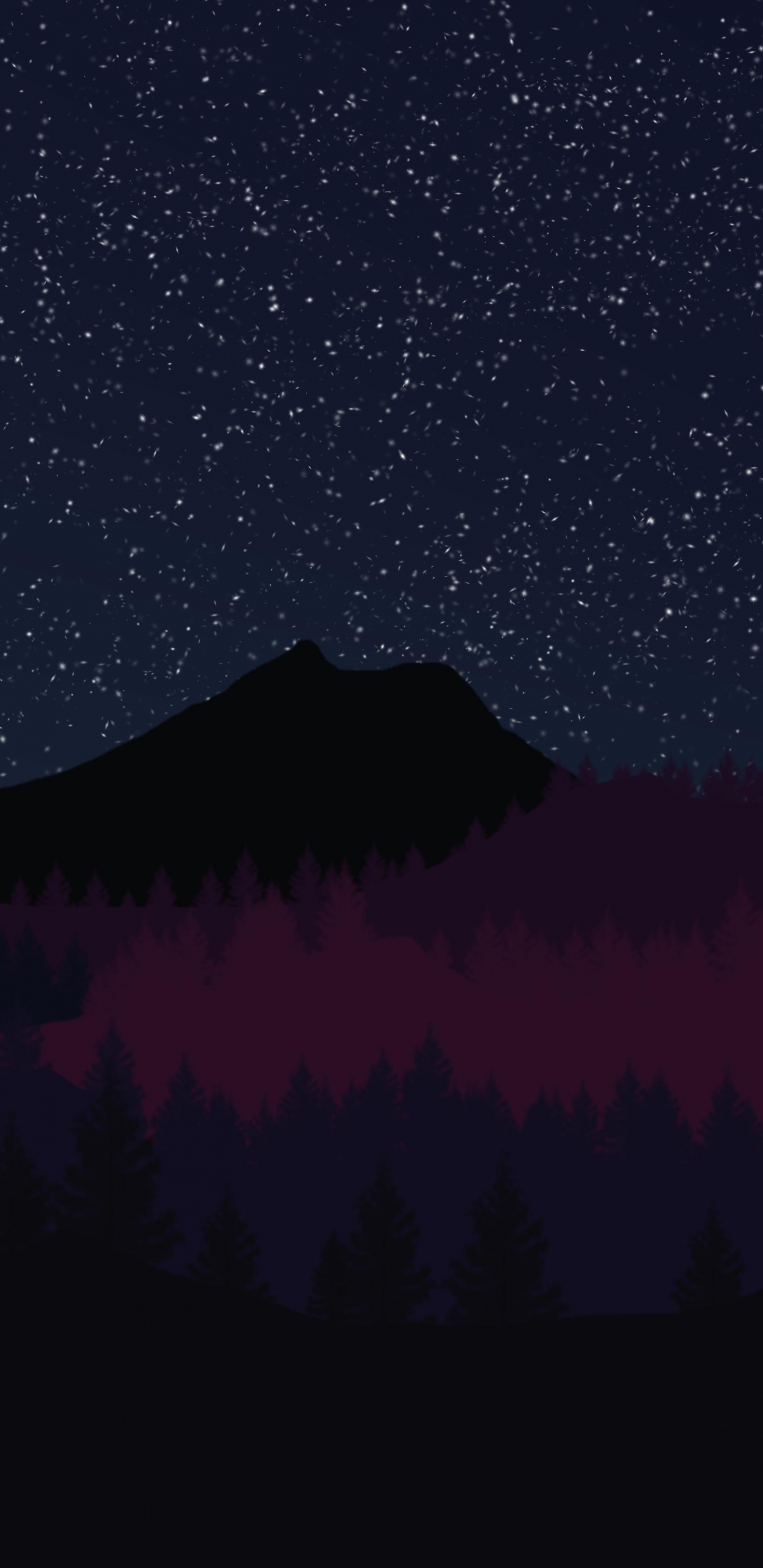 Silhouette of Trees Under Starry Night. Wallpaper in 1440x2960 Resolution