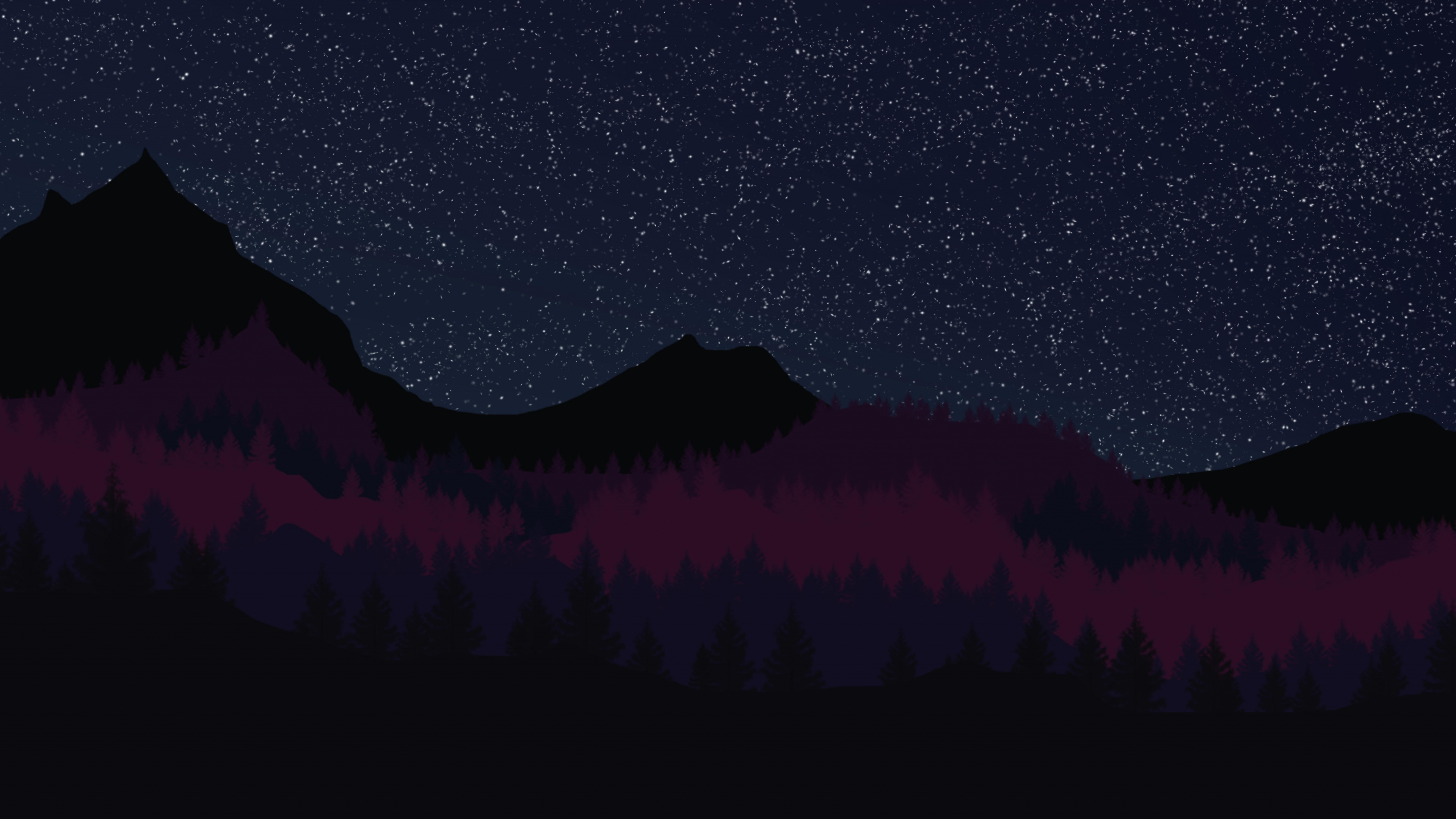 Silhouette of Trees Under Starry Night. Wallpaper in 3840x2160 Resolution