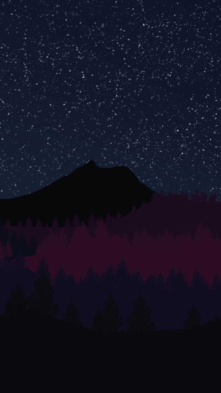 Silhouette of Trees Under Starry Night. Wallpaper in 720x1280 Resolution
