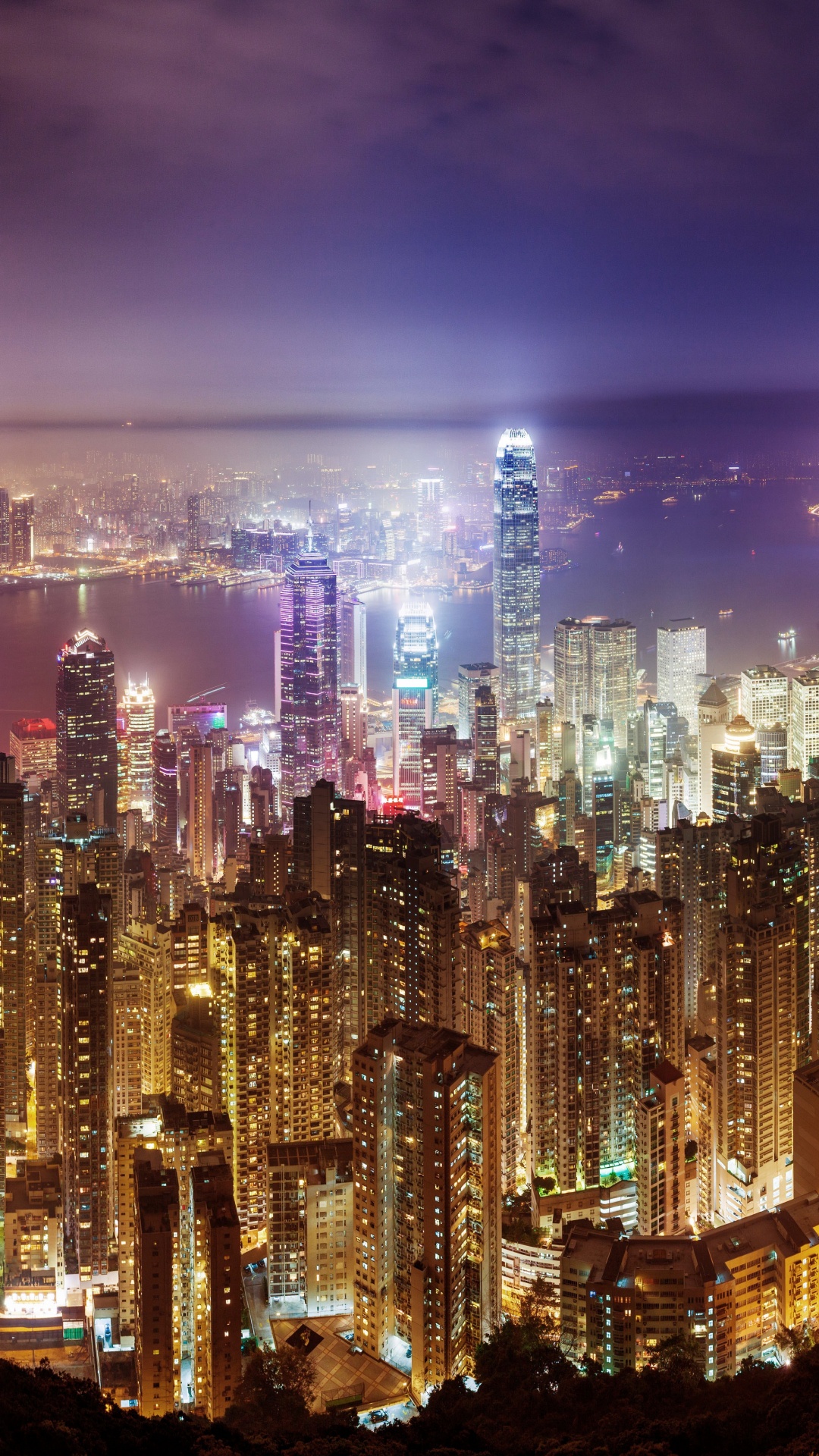 City Lights Turned on During Night Time. Wallpaper in 1080x1920 Resolution