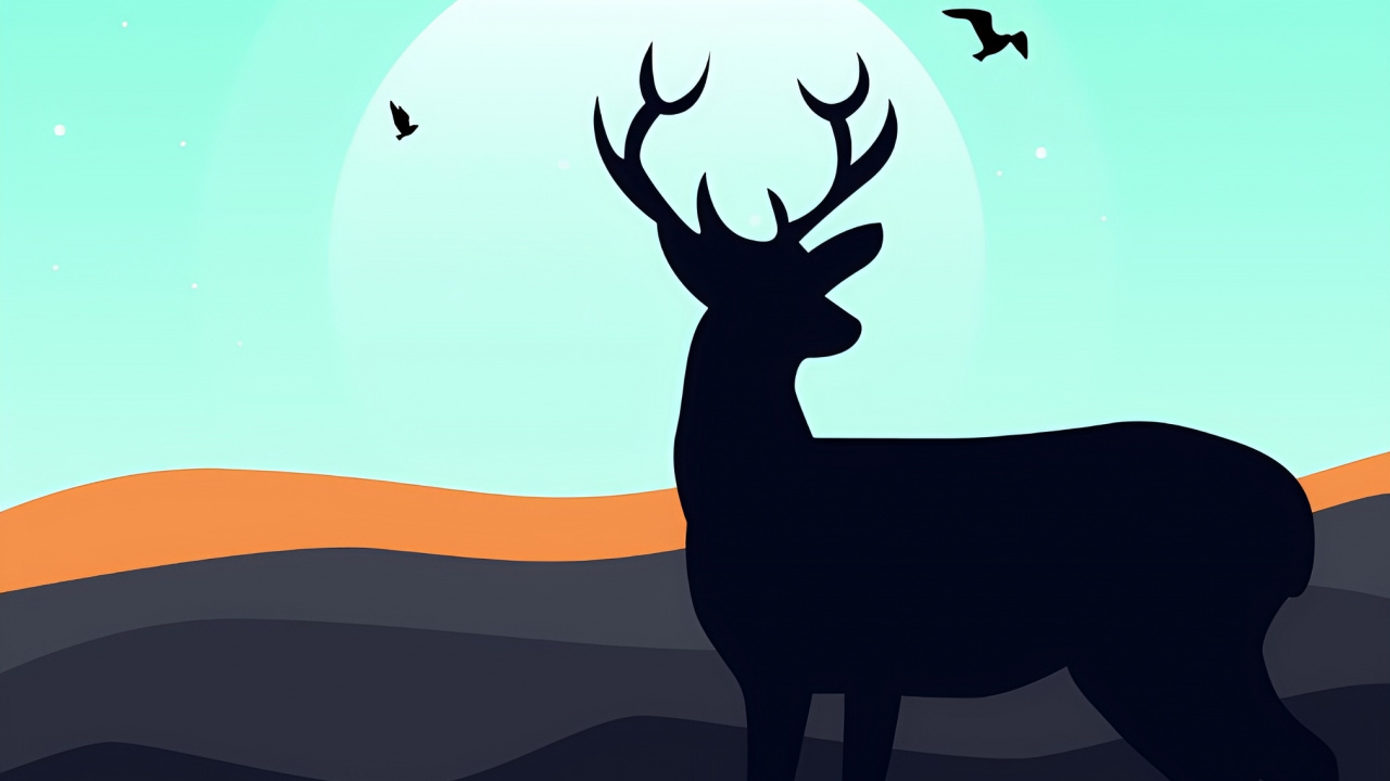 Deer, Reindeer, Elk, Natural Environment, Art. Wallpaper in 1280x720 Resolution