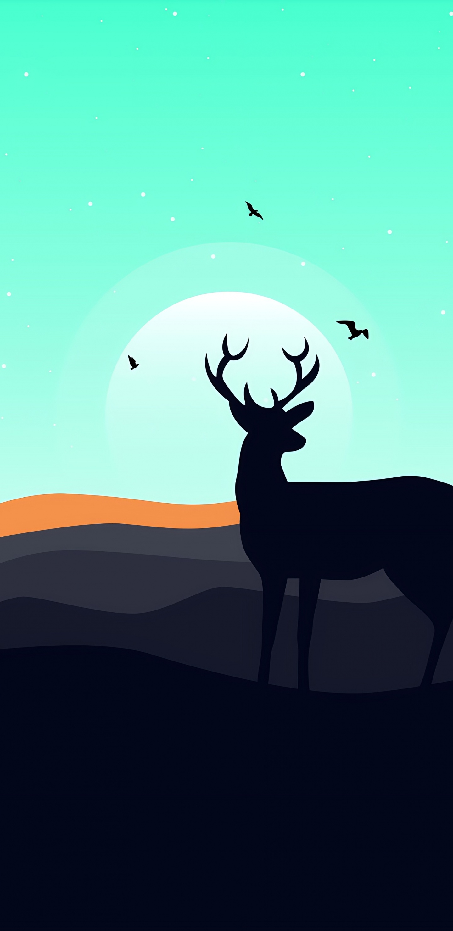 Renne, Elk, Environnement Naturel, Art, Faon. Wallpaper in 1440x2960 Resolution
